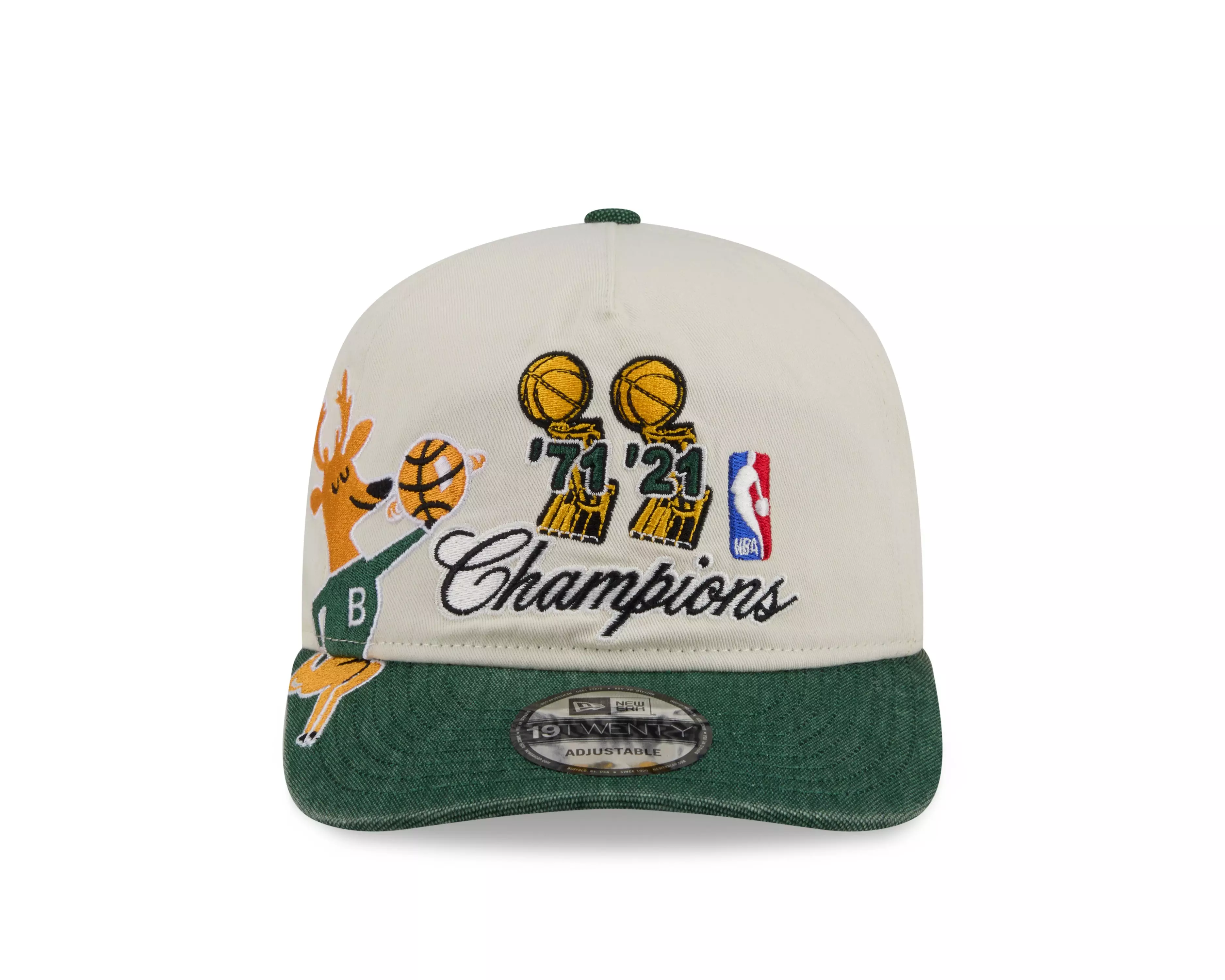 New Era Milwaukee Bucks 19TWENTY Hardwood Classic Snapback Hat-White/Green - WHITE/GREEN