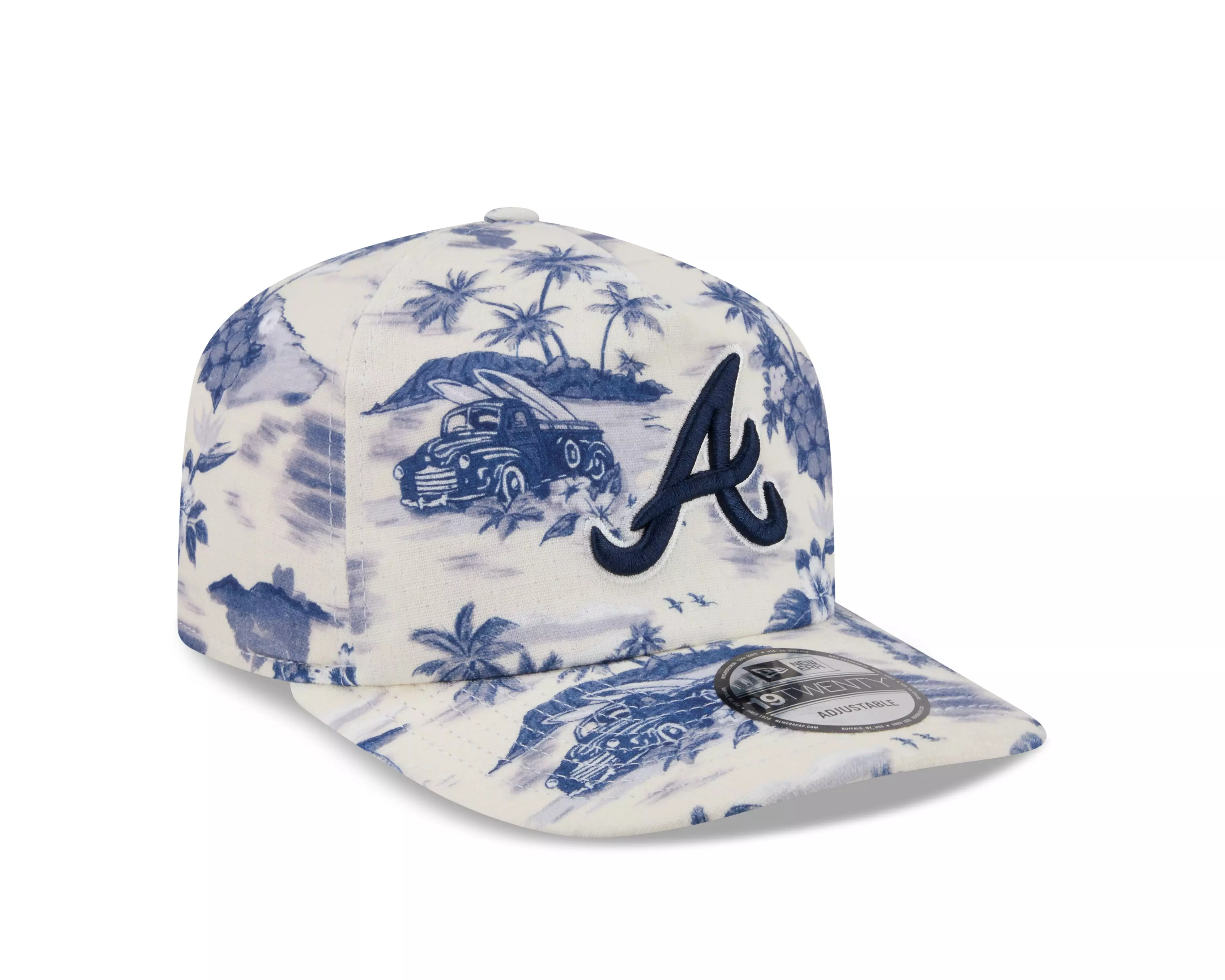 New Era Atlanta Braves 19TWENTY Tropical Snapback Hat - White/Navy - WHITE/NAVY