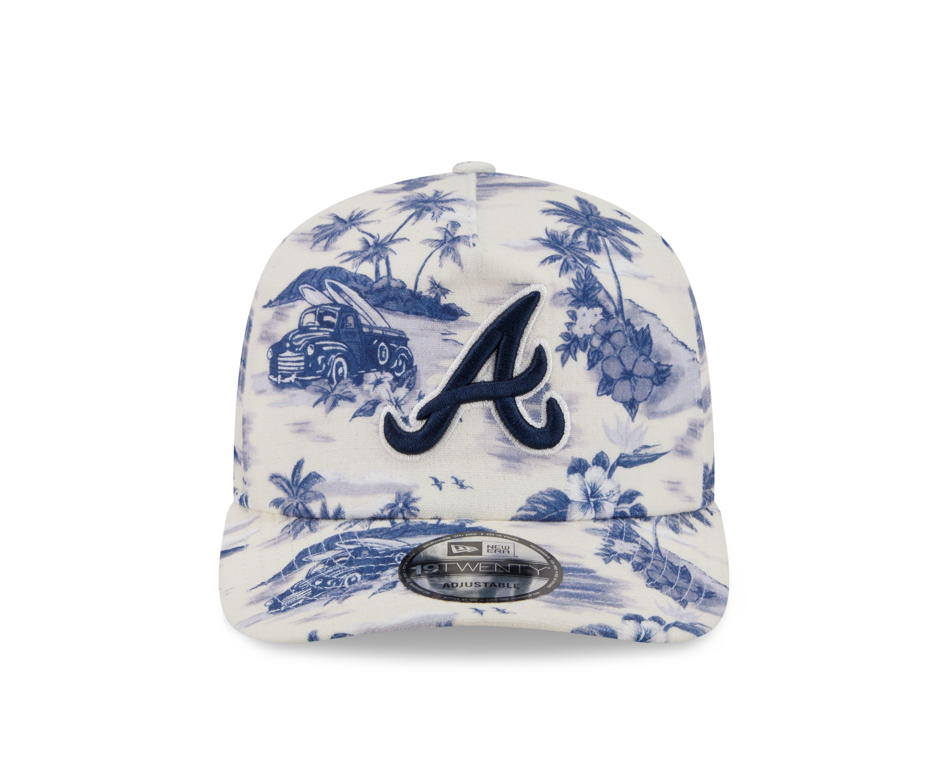 New Era Atlanta Braves 19TWENTY Tropical Snapback Hat - White/Navy - WHITE/NAVY Thumbnail View 3
