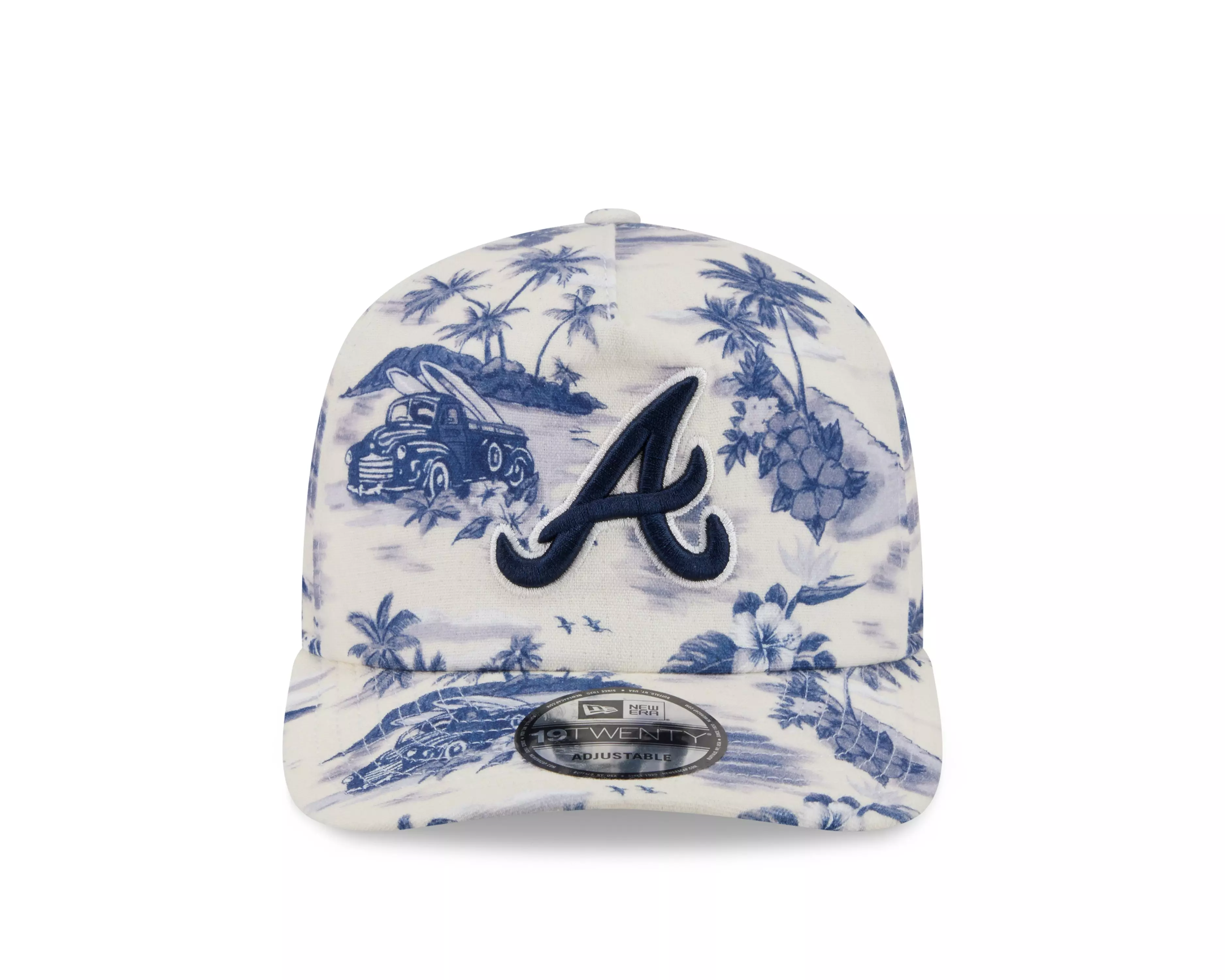 New Era Atlanta Braves 19TWENTY Tropical Snapback Hat - White/Navy - WHITE/NAVY