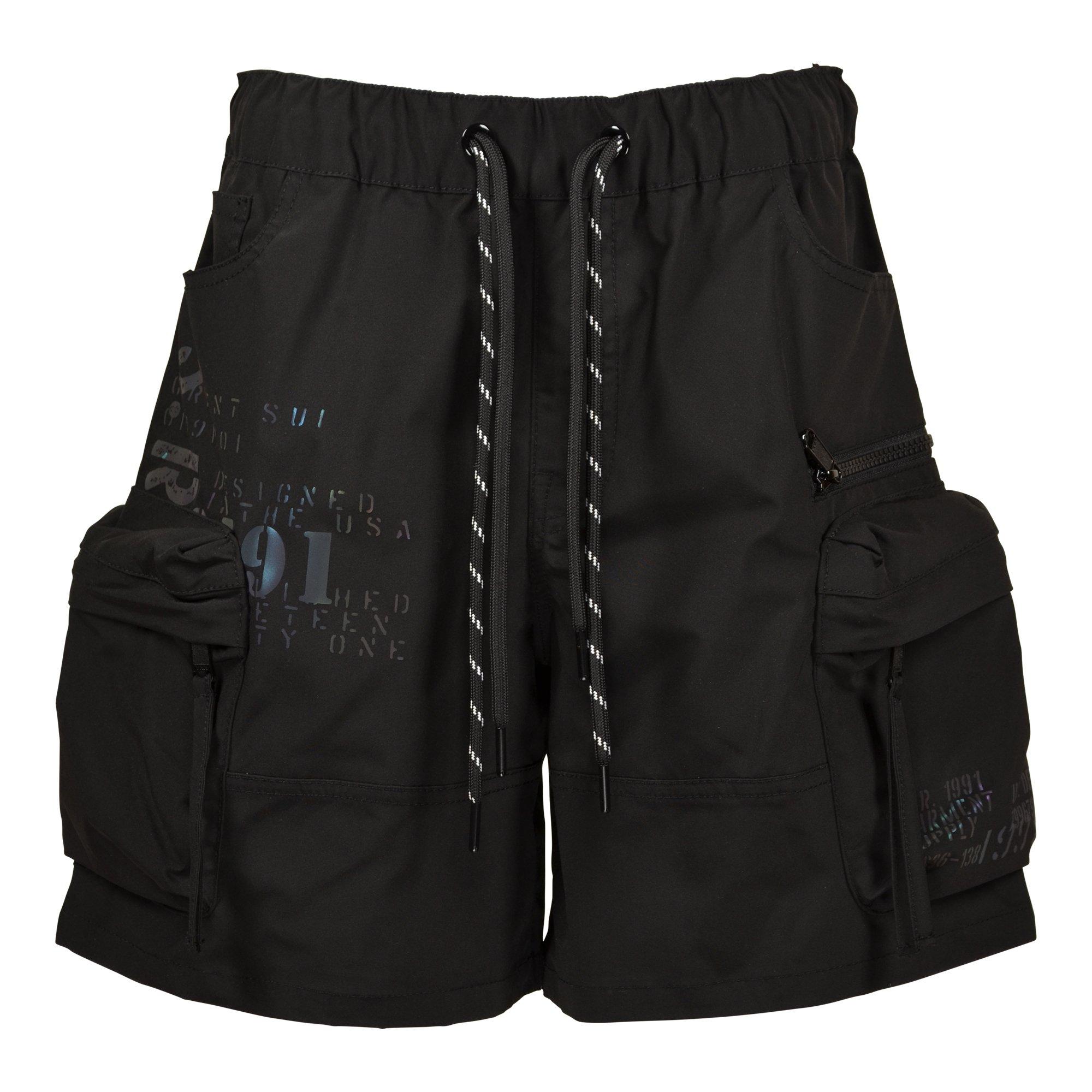 かりかり8568 FCRB NYLON SHORTS BLACK Smoke Rise Big Boys' Nylon Shorts - Black