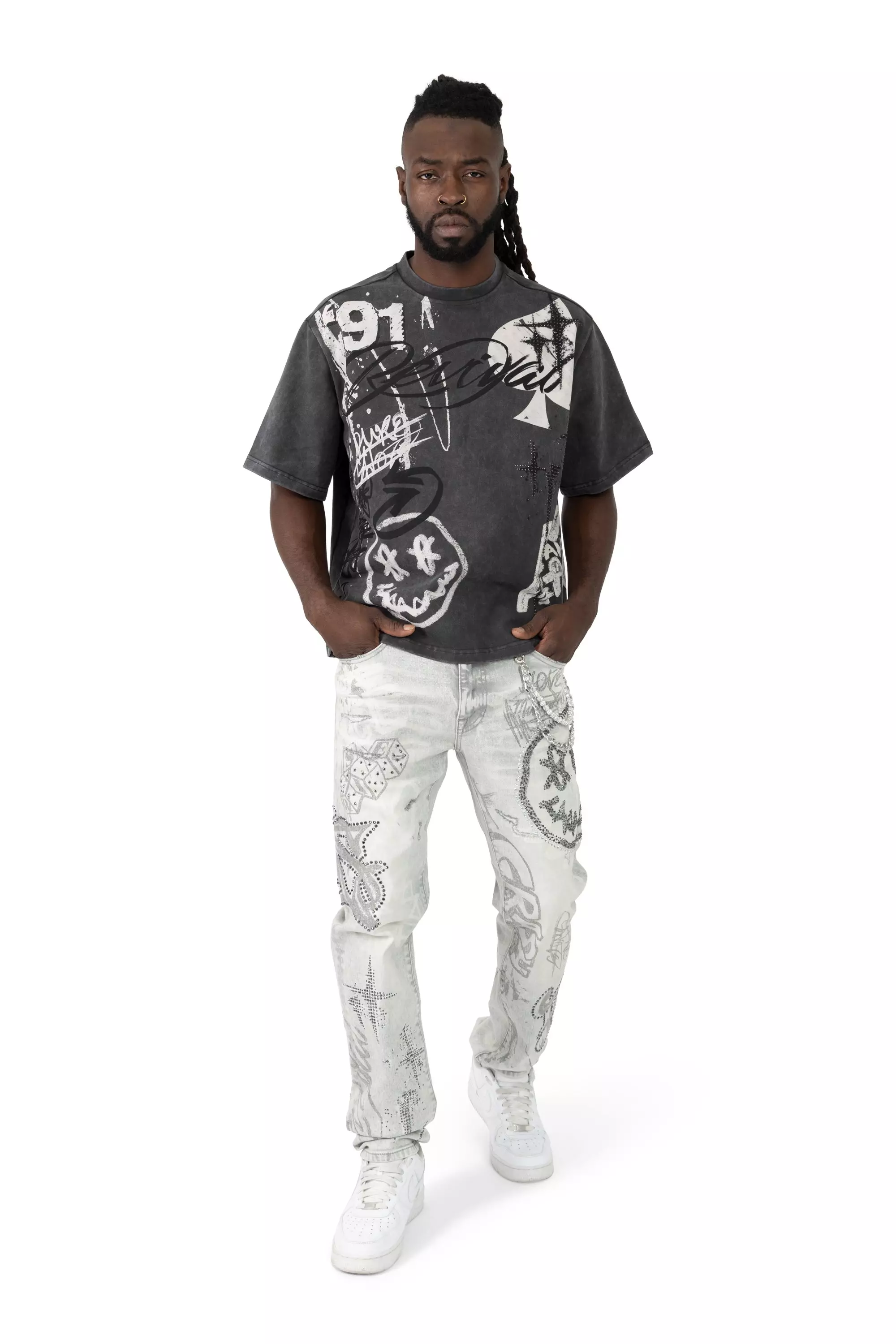 Smoke Rise Men's Smiley Tee - Graphite - BLACK