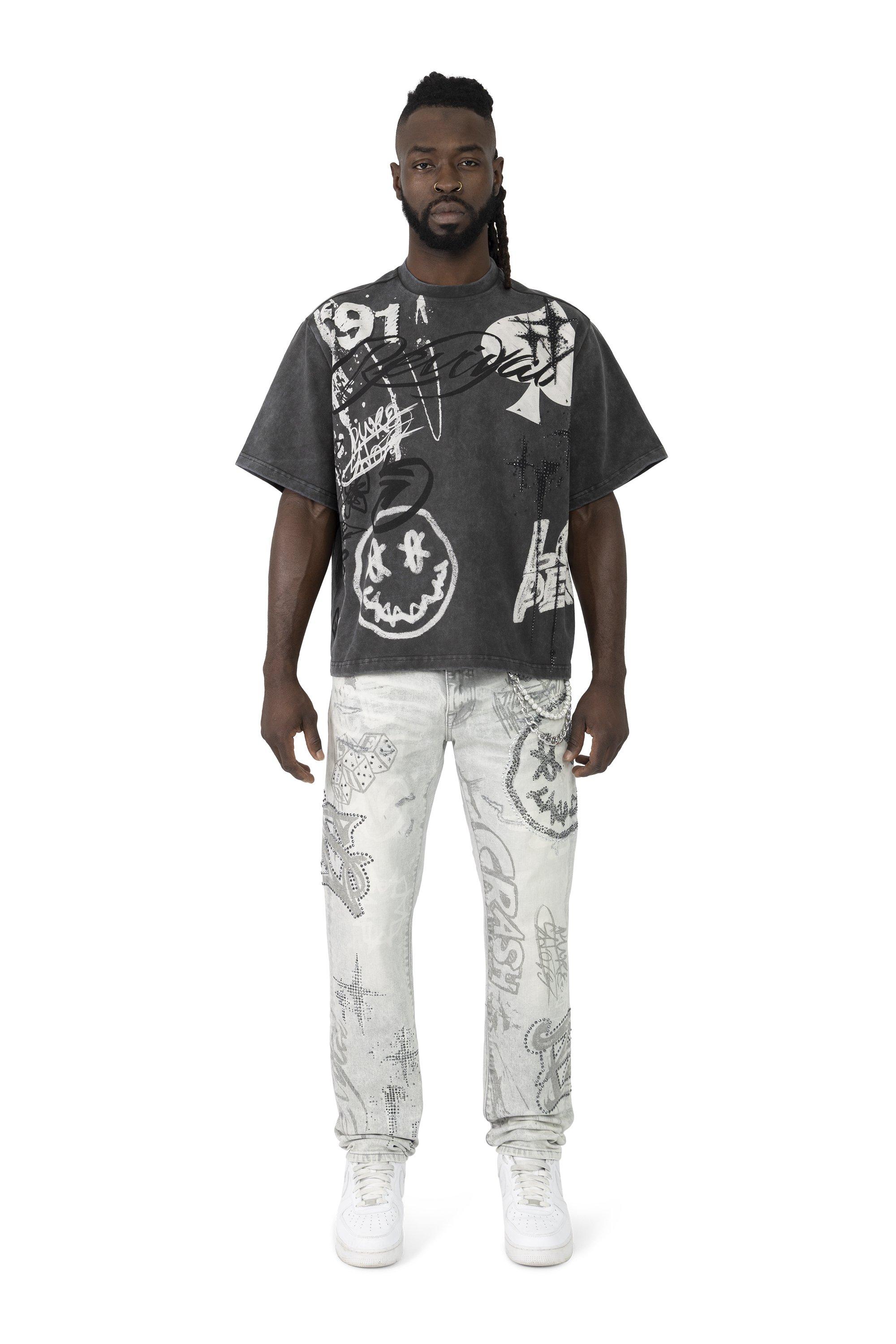 Smoke Rise Men's Smiley Tee - Graphite - BLACK Thumbnail View 4