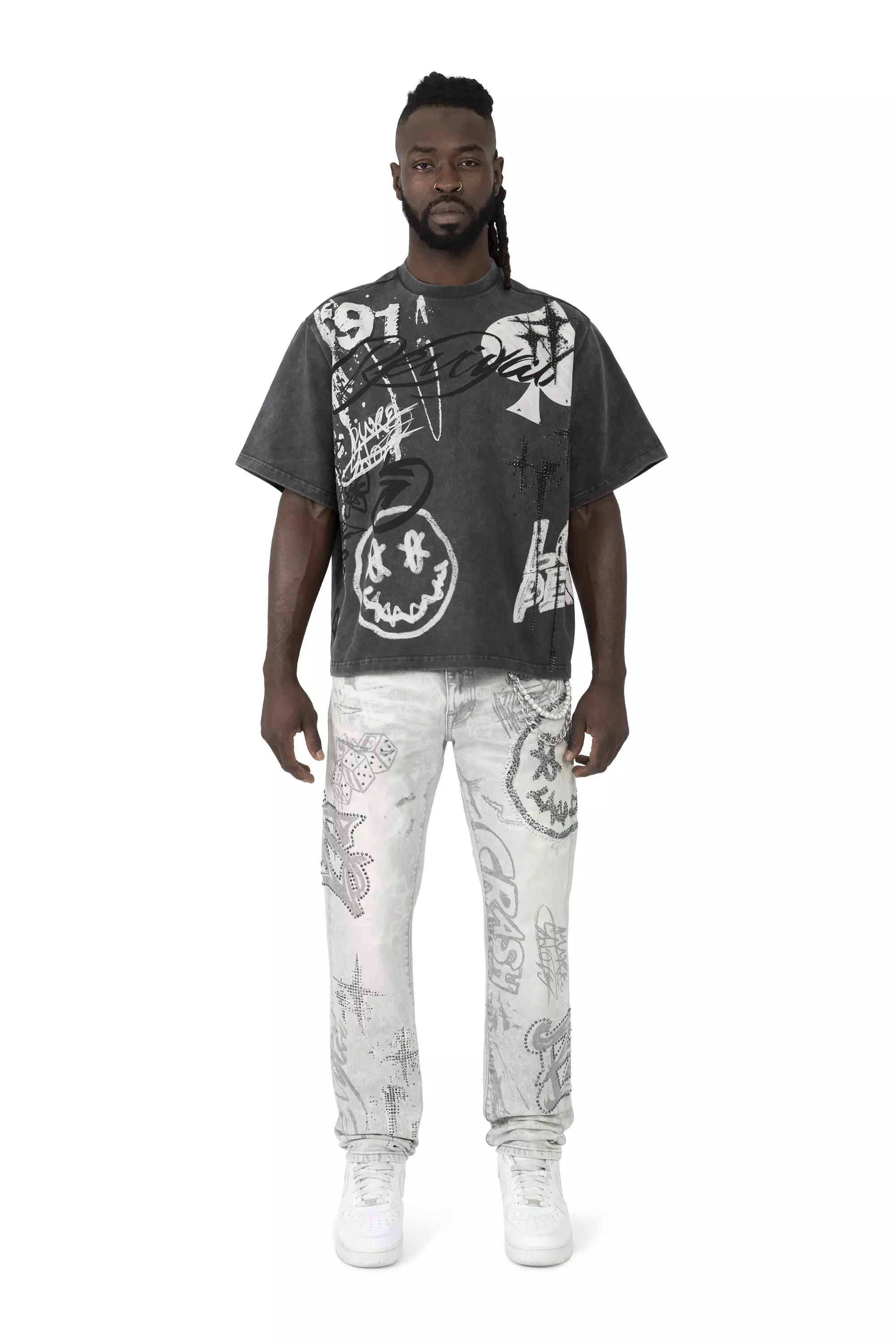 Smoke Rise Men's Smiley Tee - Graphite - BLACK