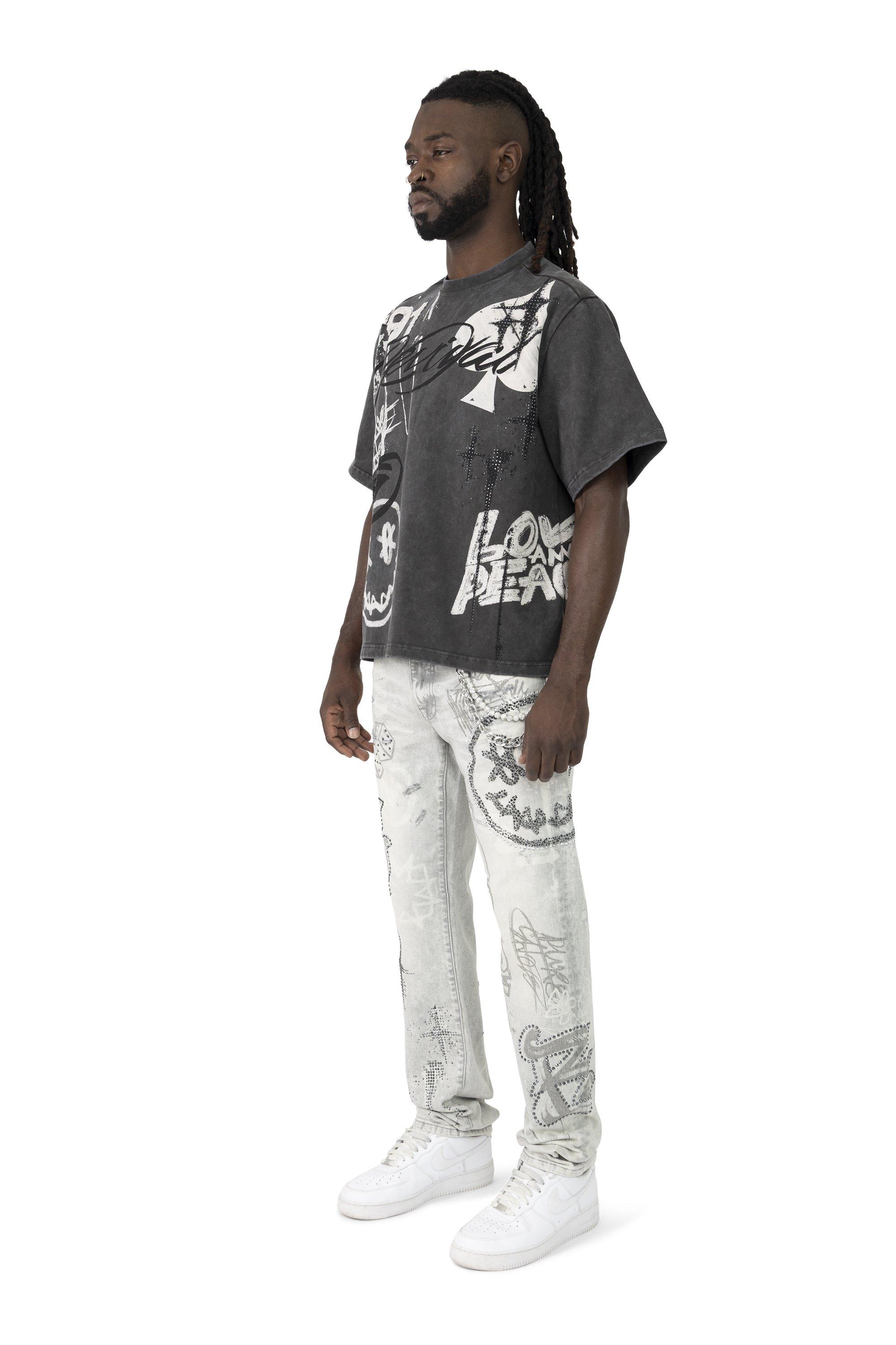 Smoke Rise Men's Smiley Tee - Graphite - BLACK Thumbnail View 5