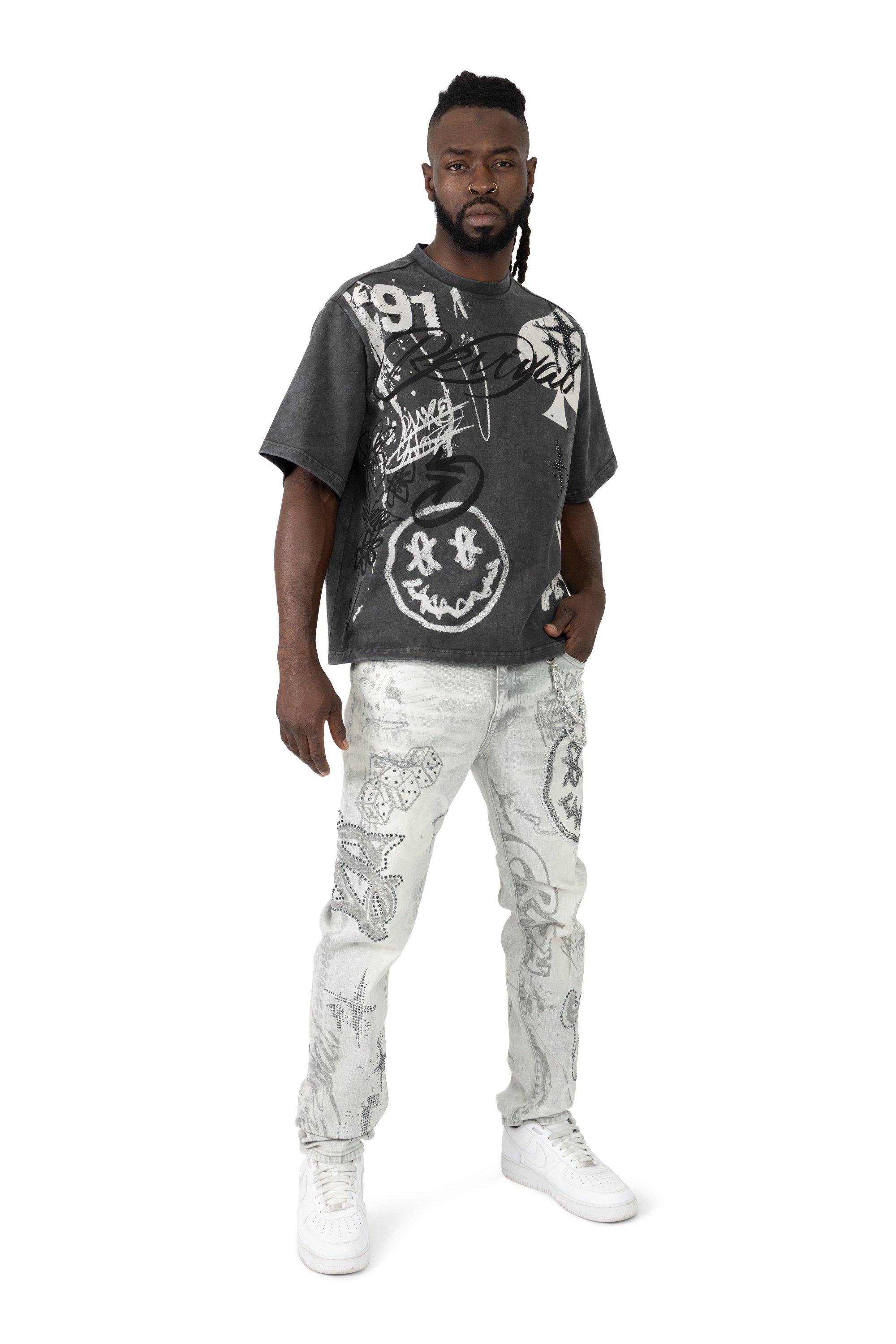 Smoke Rise Men's Smiley Tee - Graphite - BLACK Thumbnail View 9