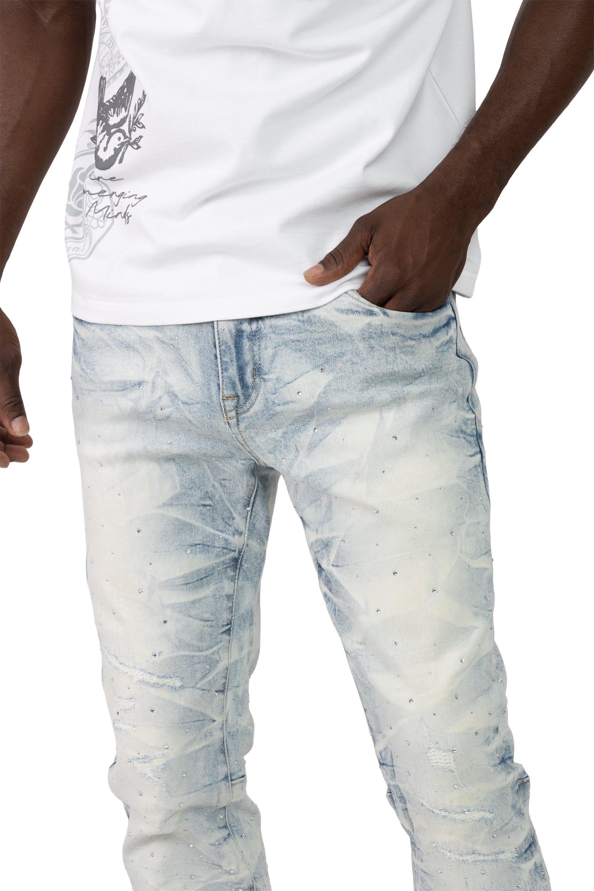 Smoke Rise Men's Stacked Ombrestone Denim Jeans - Brant Blue - BLUE Thumbnail View 4