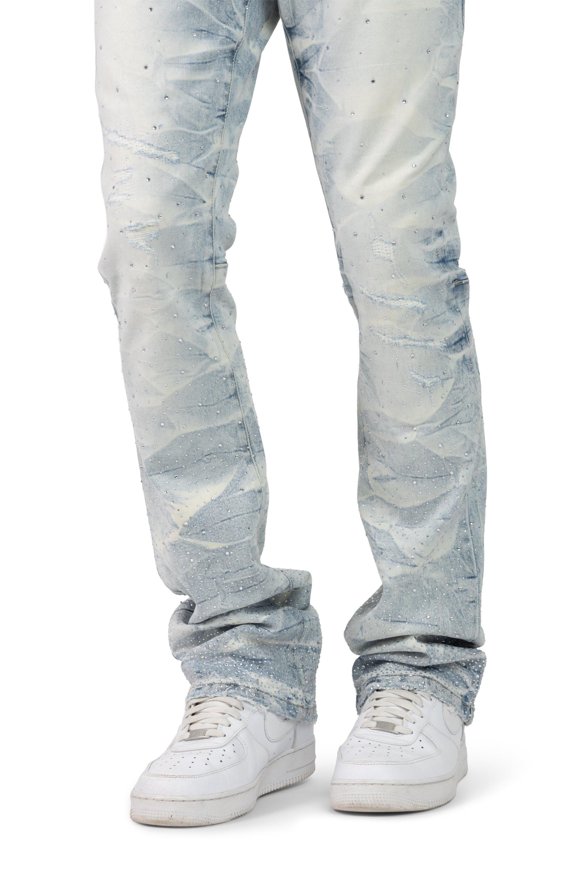 Smoke Rise Men's Stacked Ombrestone Denim Jeans - Brant Blue - BLUE Thumbnail View 5