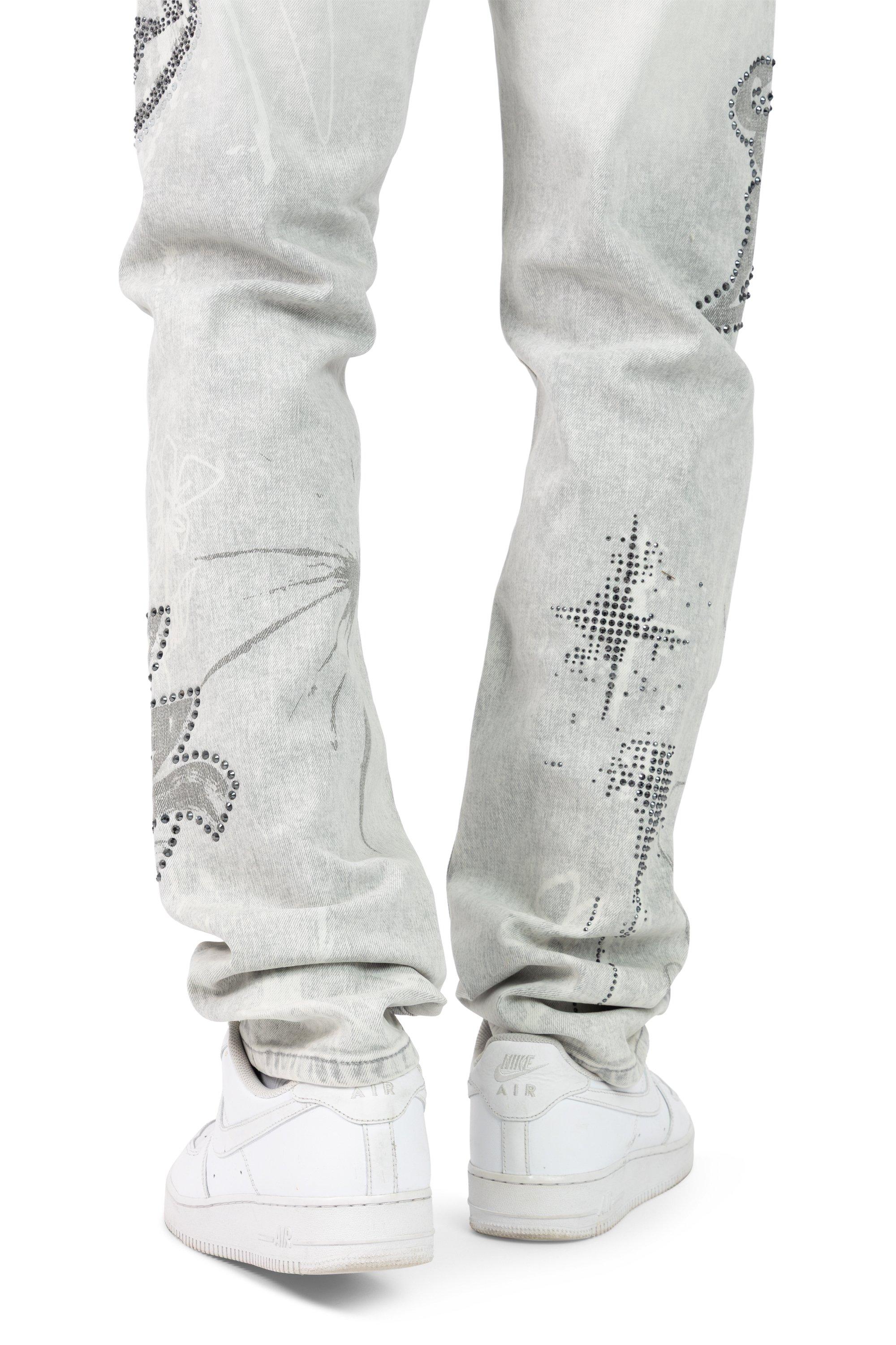 Smoke Rise Men's Smile Doodle Denim Jeans - Breezy Grey - GREY Thumbnail View 5