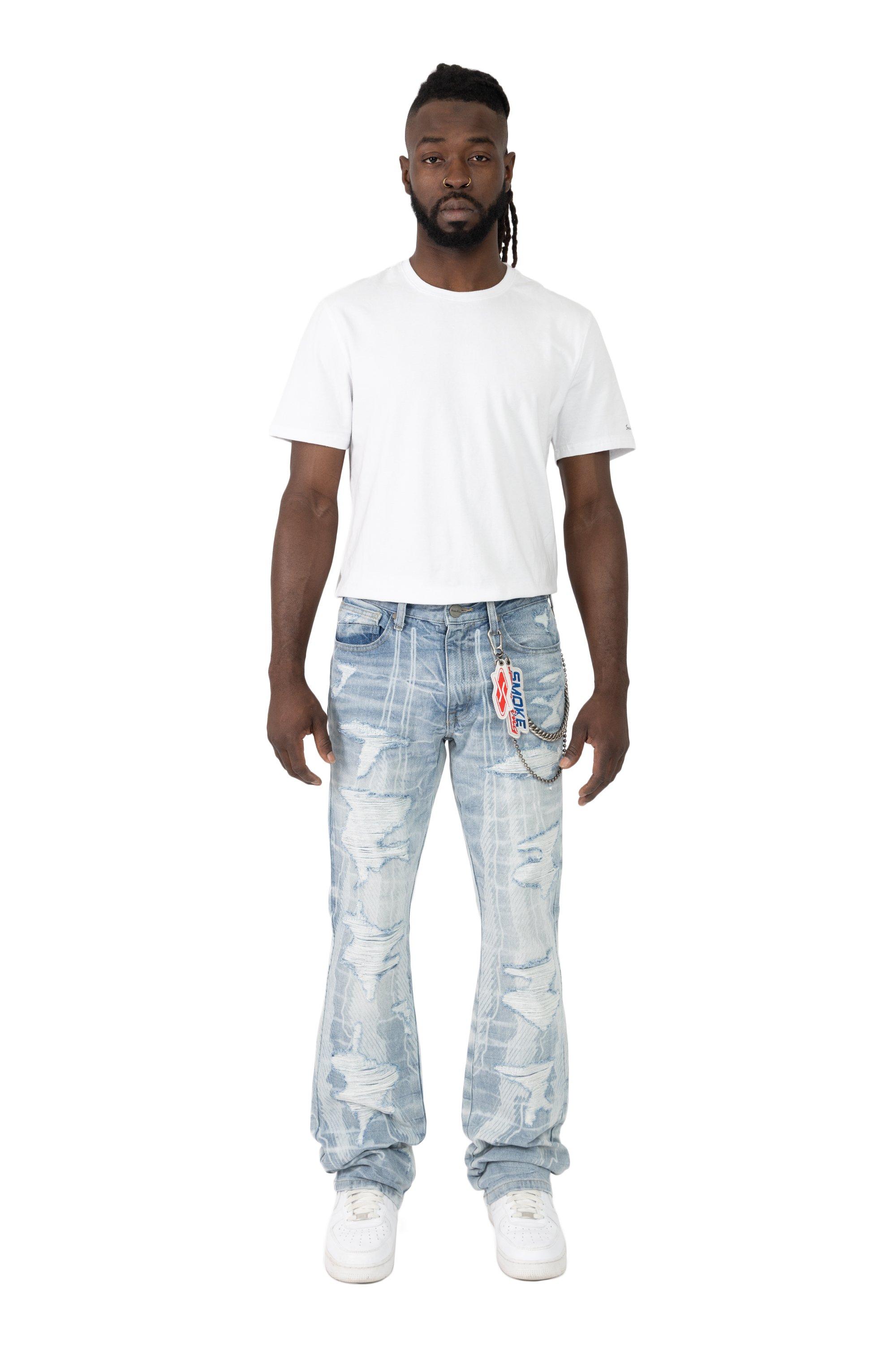 Smoke Rise Men's Stacked Racing Jeans - Romero Blue - BLUE Thumbnail View 1