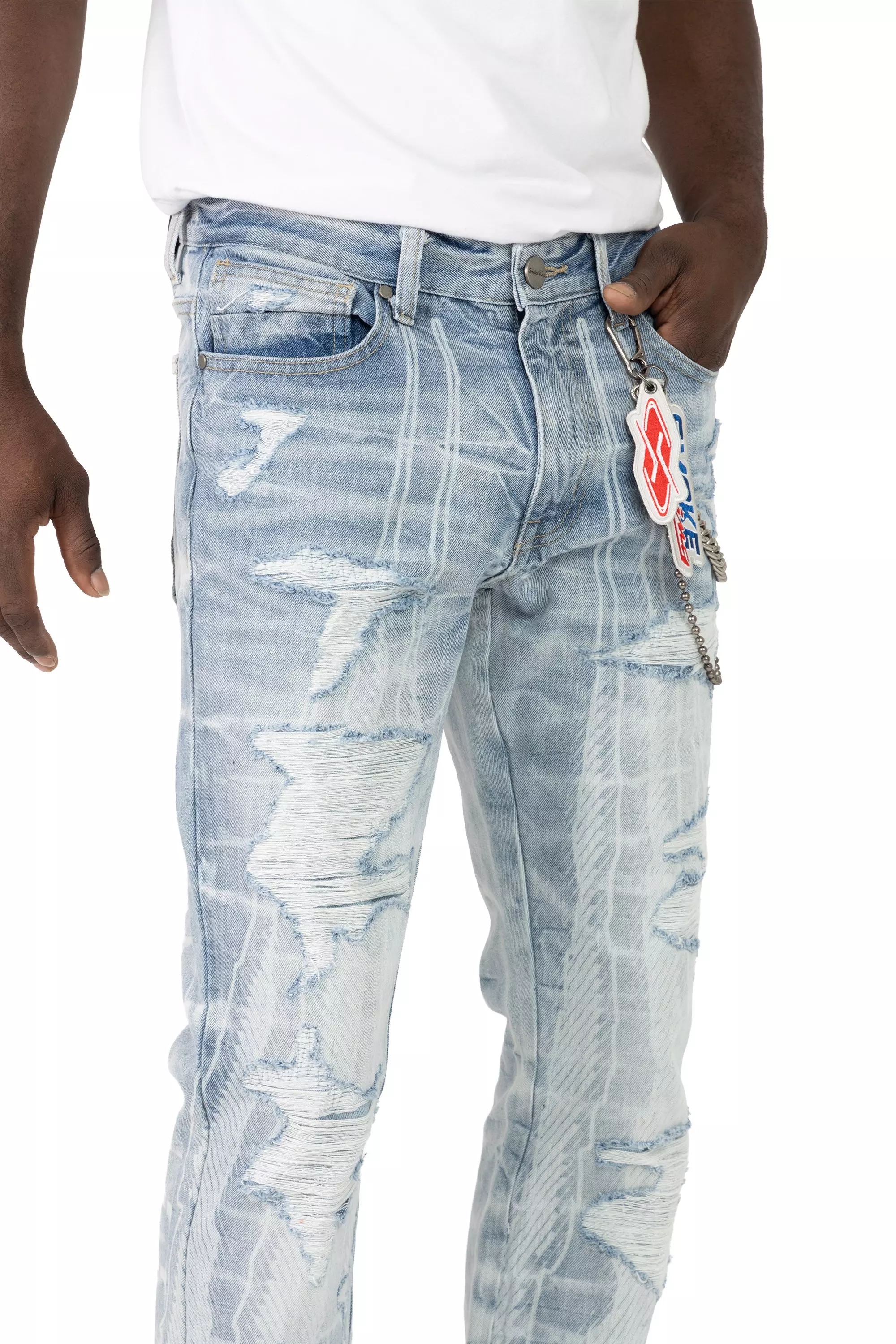 Smoke Rise Men's Stacked Racing Jeans - Romero Blue - BLUE