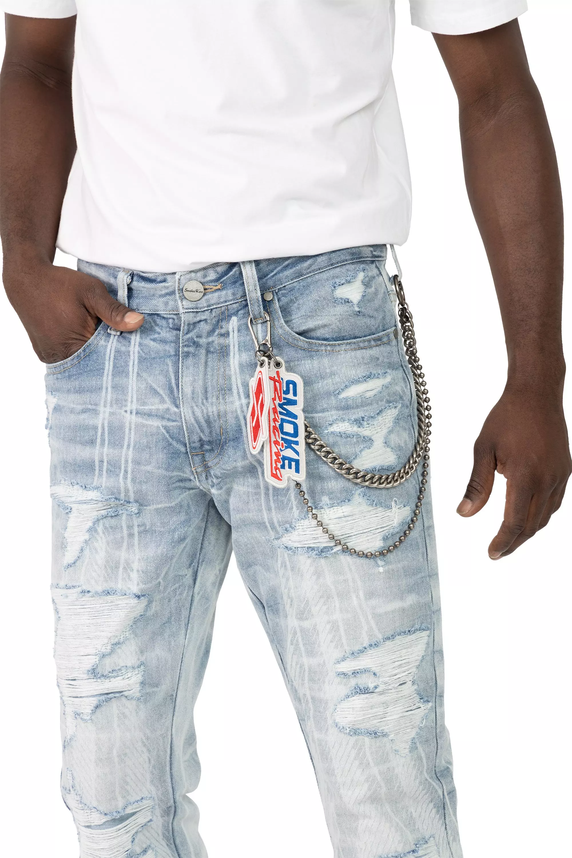 Smoke Rise Men's Stacked Racing Jeans - Romero Blue - BLUE