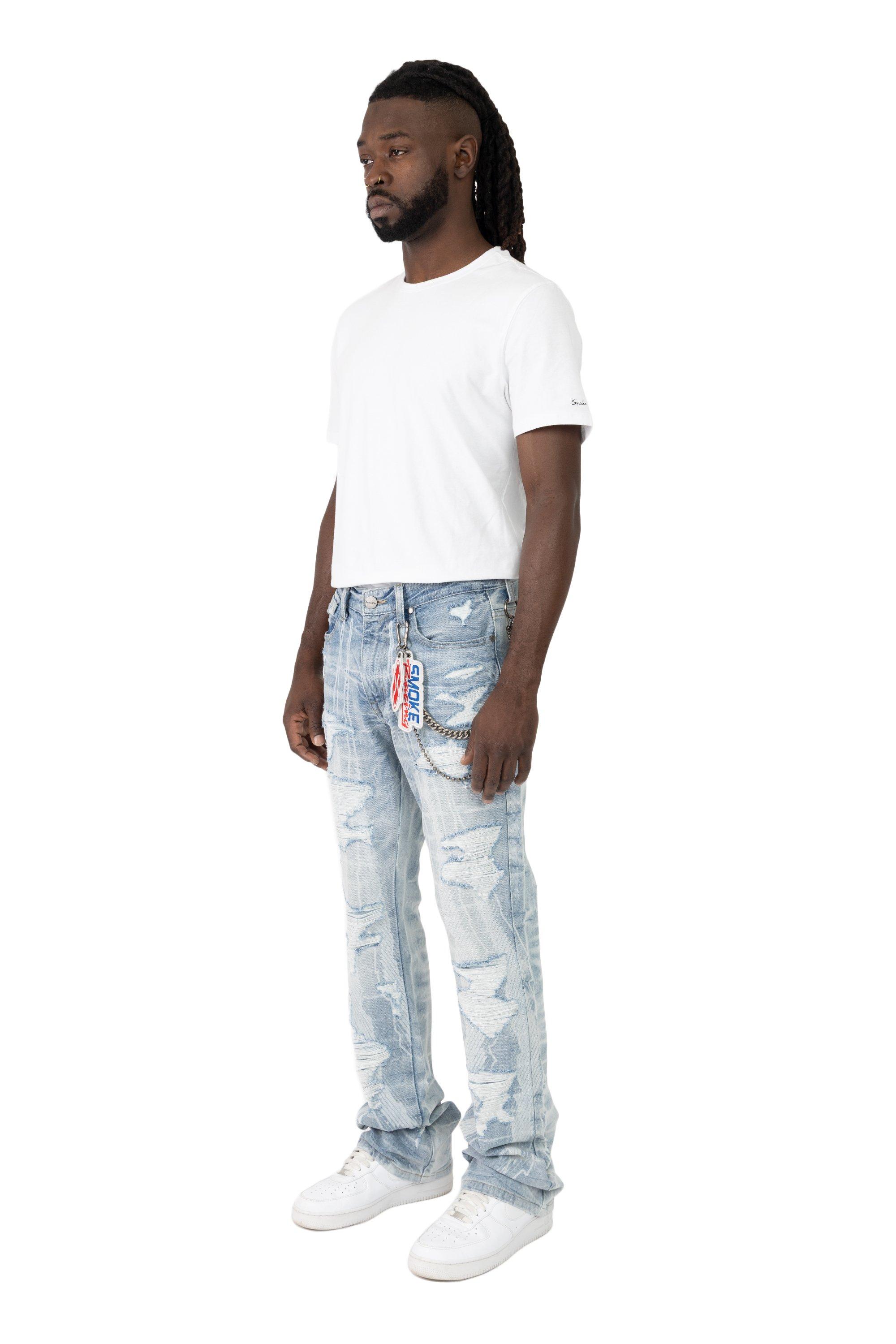 Smoke Rise Men's Stacked Racing Jeans - Romero Blue - BLUE Thumbnail View 8