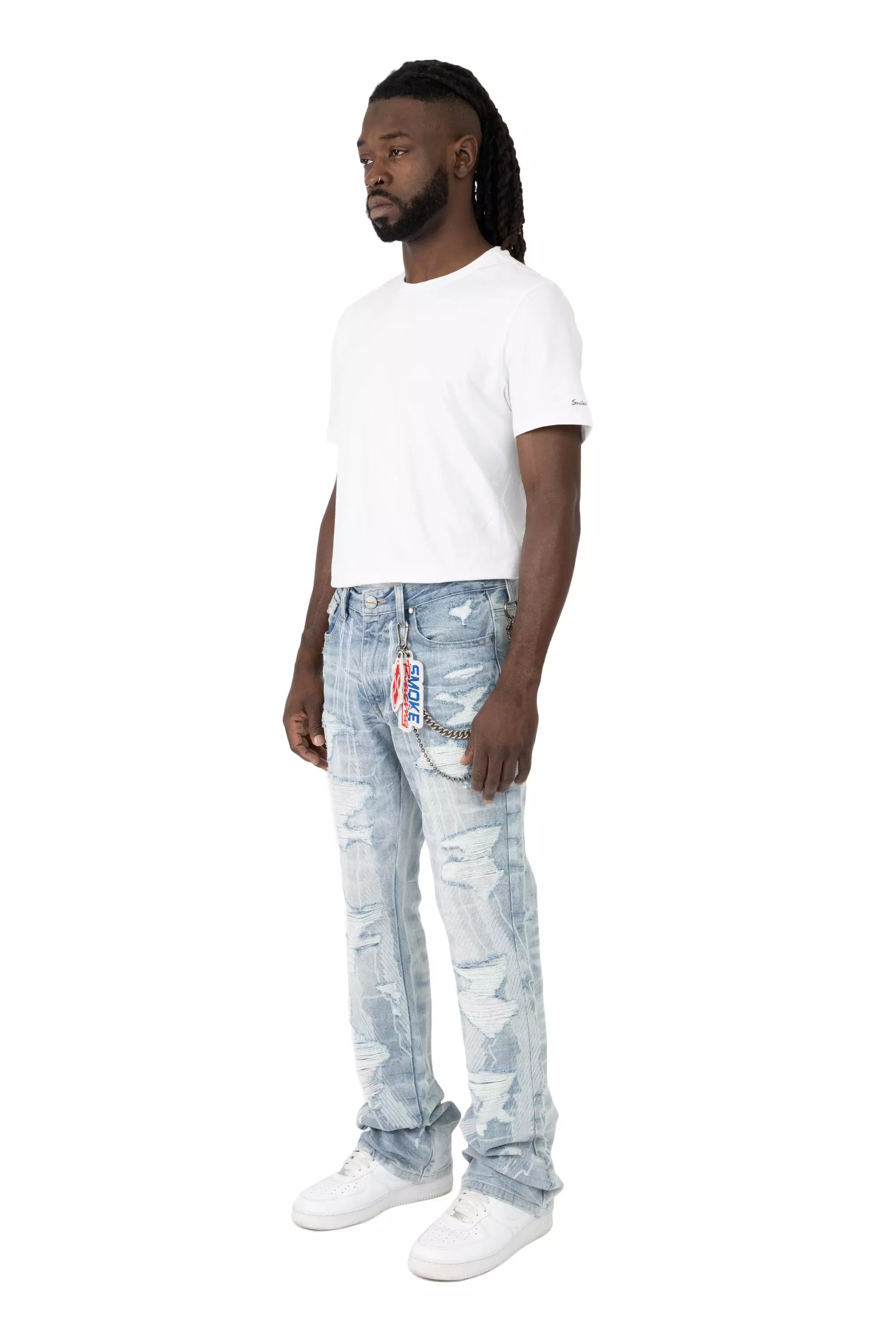 Smoke Rise Men's Stacked Racing Jeans - Romero Blue - BLUE