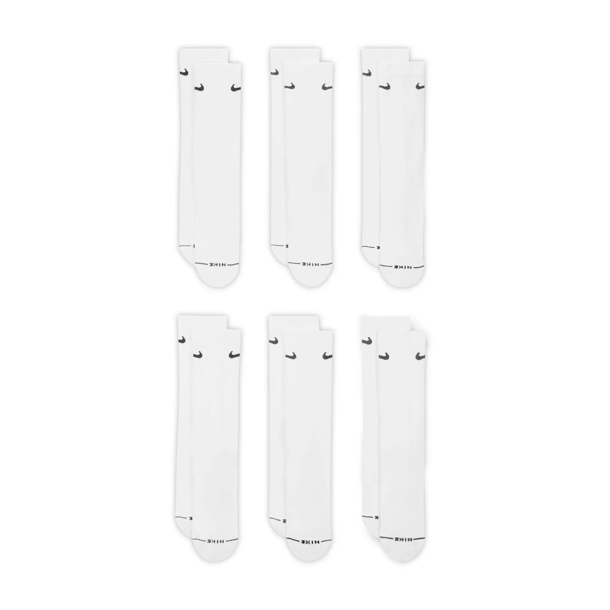 Nike Everyday Elevated Crew Socks (6 Pairs)-White - WHITE