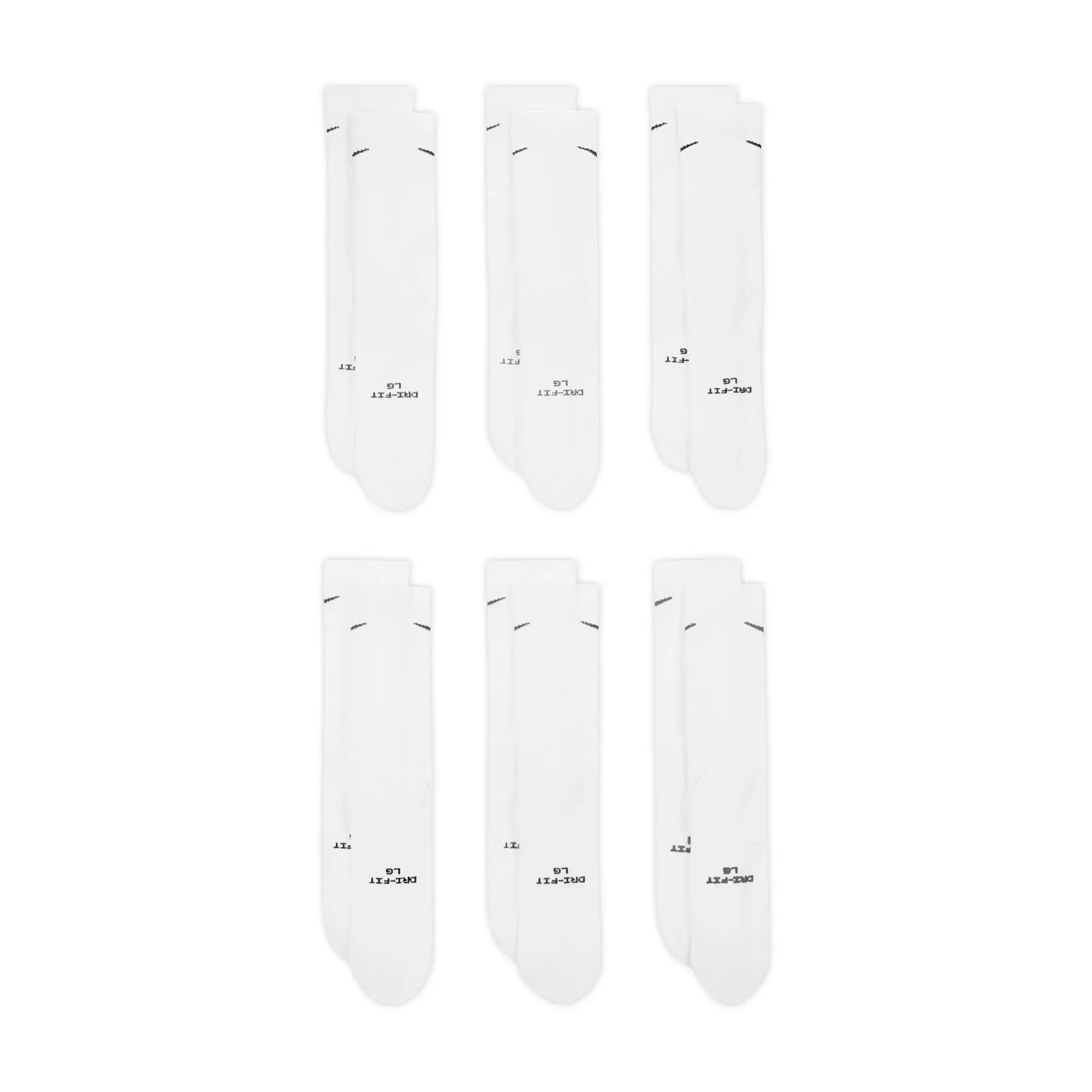 Nike Everyday Elevated Crew Socks (6 Pairs)-White - WHITE
