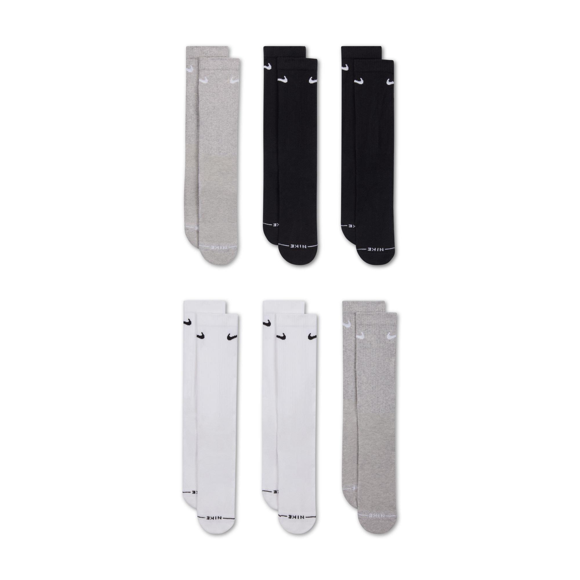 Nike Everyday Elevated Crew Socks (6 Pairs)-Black/White/Grey - BLACK/WHITE/GREY Thumbnail View 2
