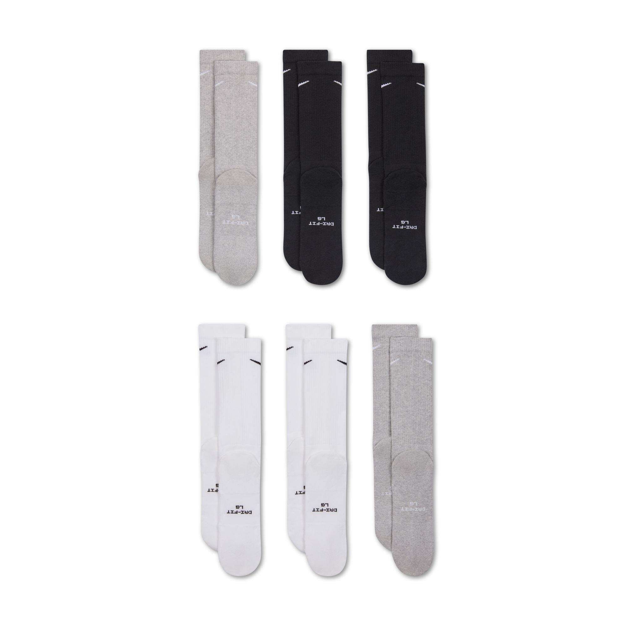 Nike Everyday Elevated Crew Socks (6 Pairs)-Black/White/Grey - BLACK/WHITE/GREY Thumbnail View 3