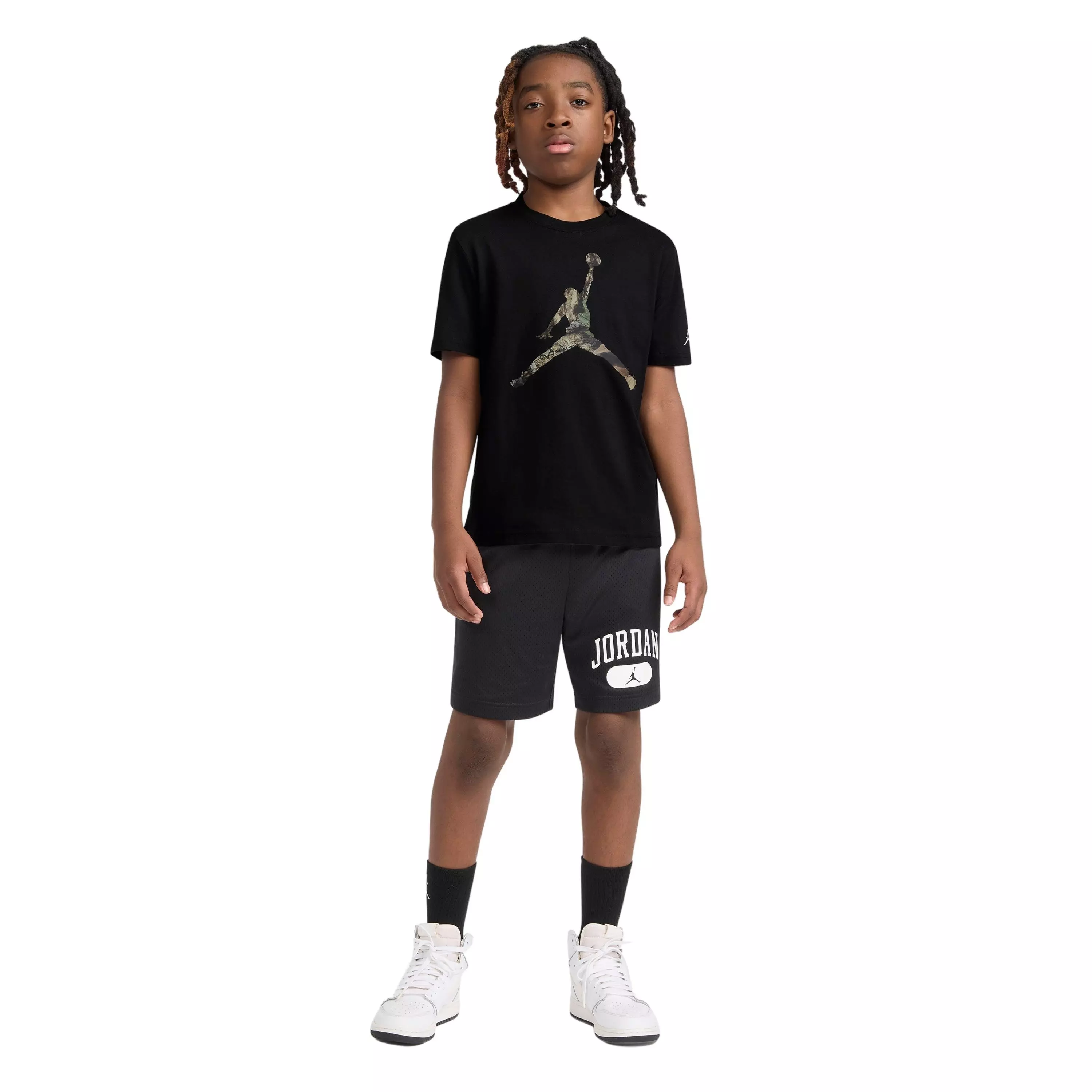 Jordan Big Boys' Real Tree Tee - BLACK/OLIVE