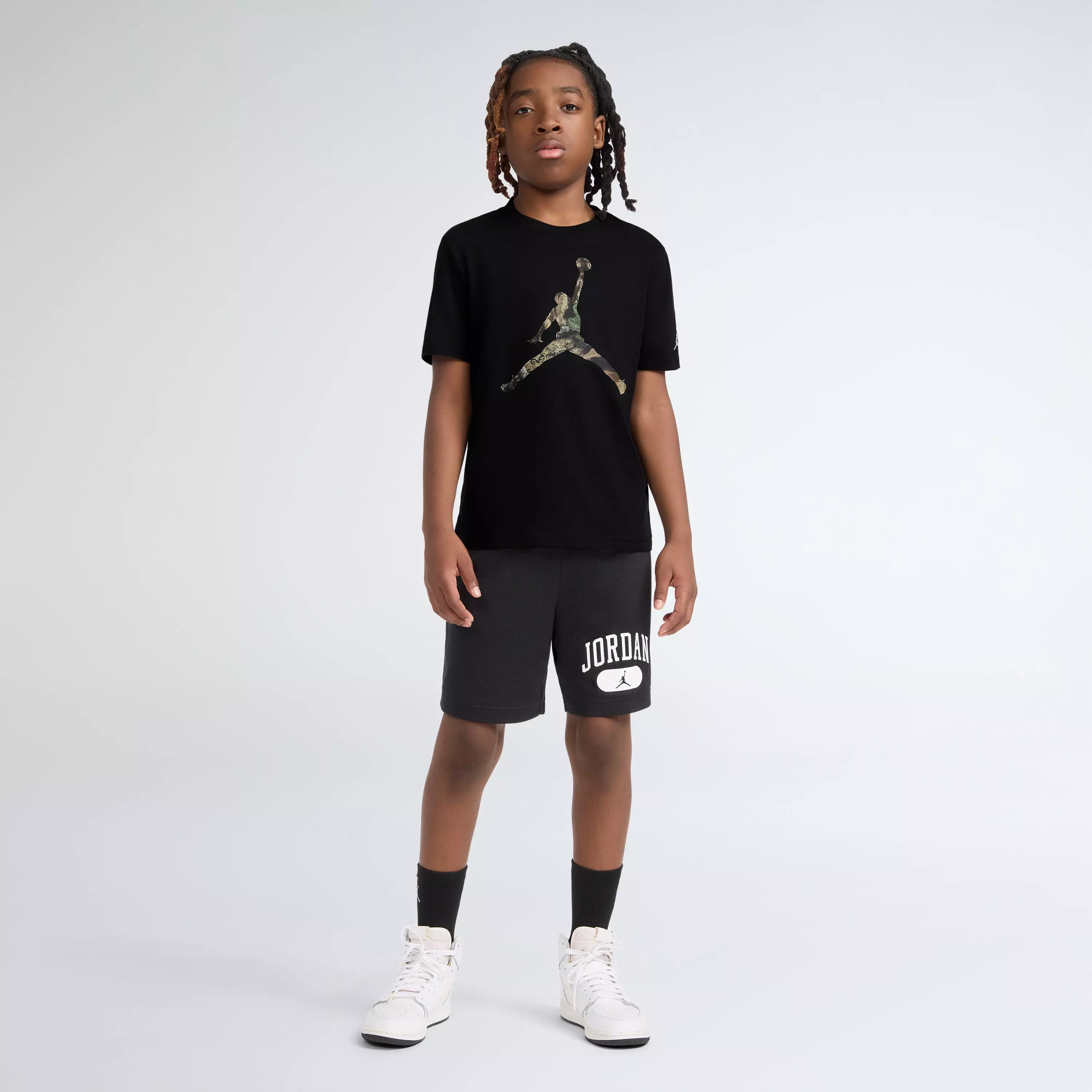 Jordan Big Boys' Real Tree Tee - BLACK/OLIVE