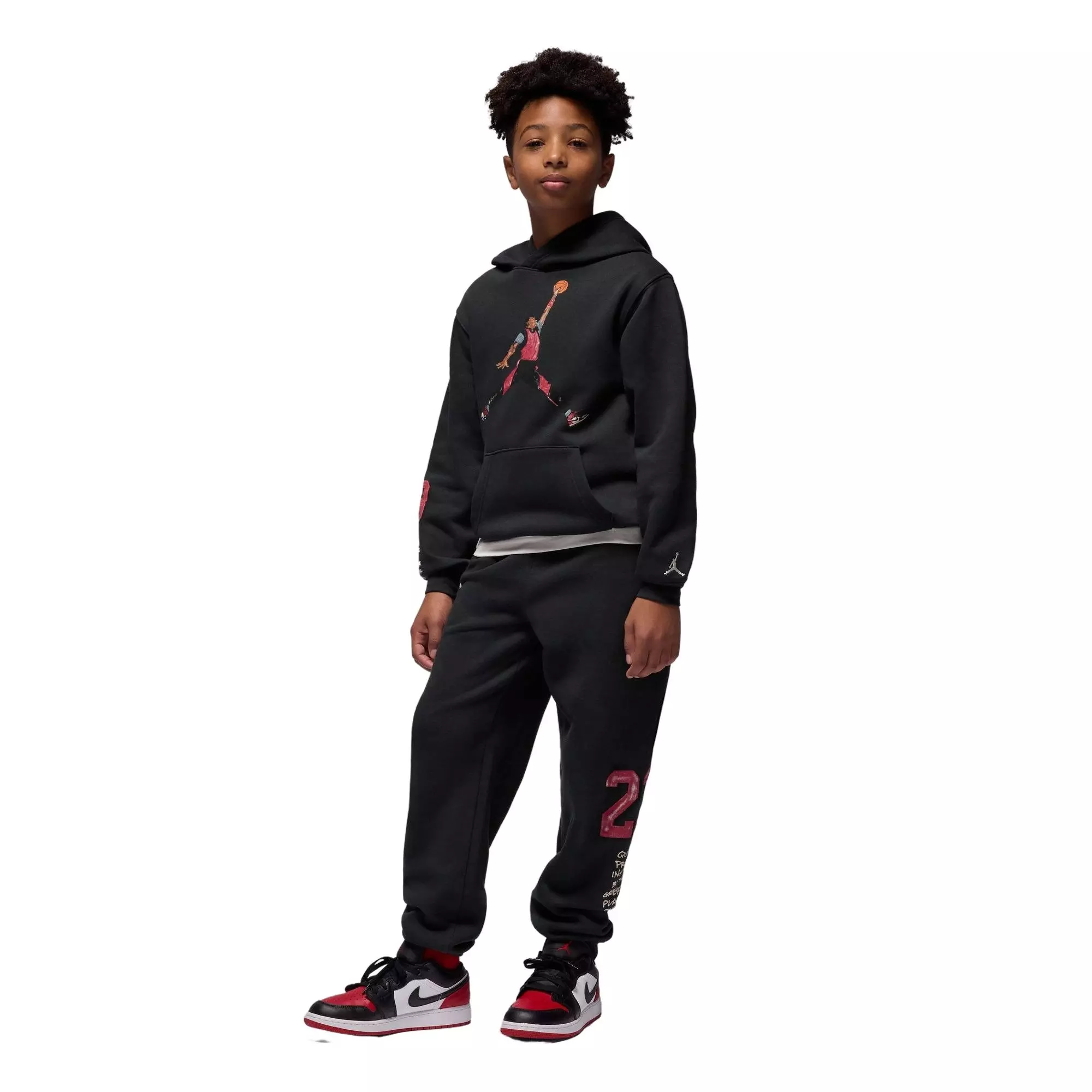 Jordan Big Boys' Sketch Hoodie - BLACK/RED