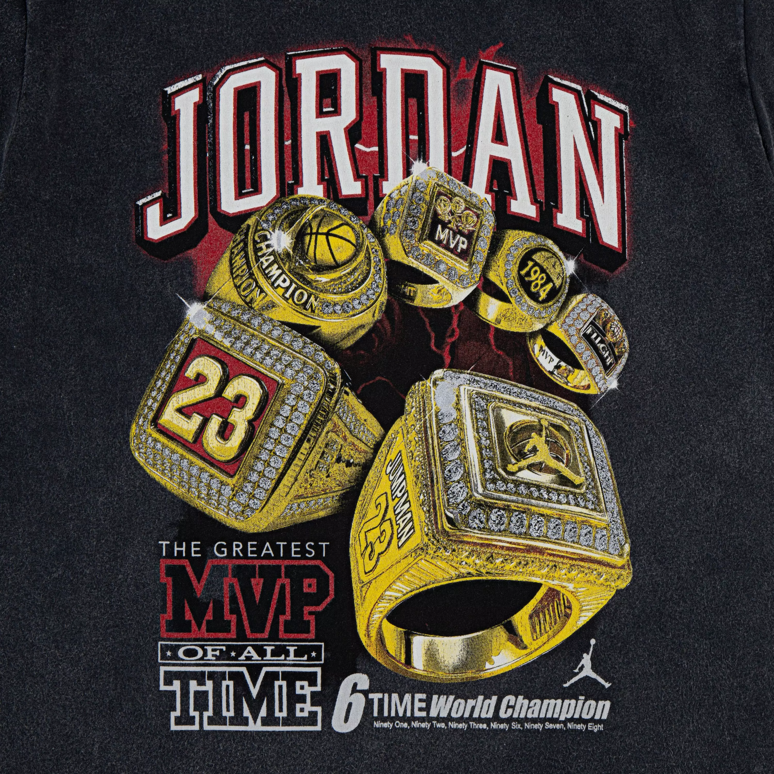 Jordan Big Boys' 6 Rings Tee - GREY/RED/BLACK