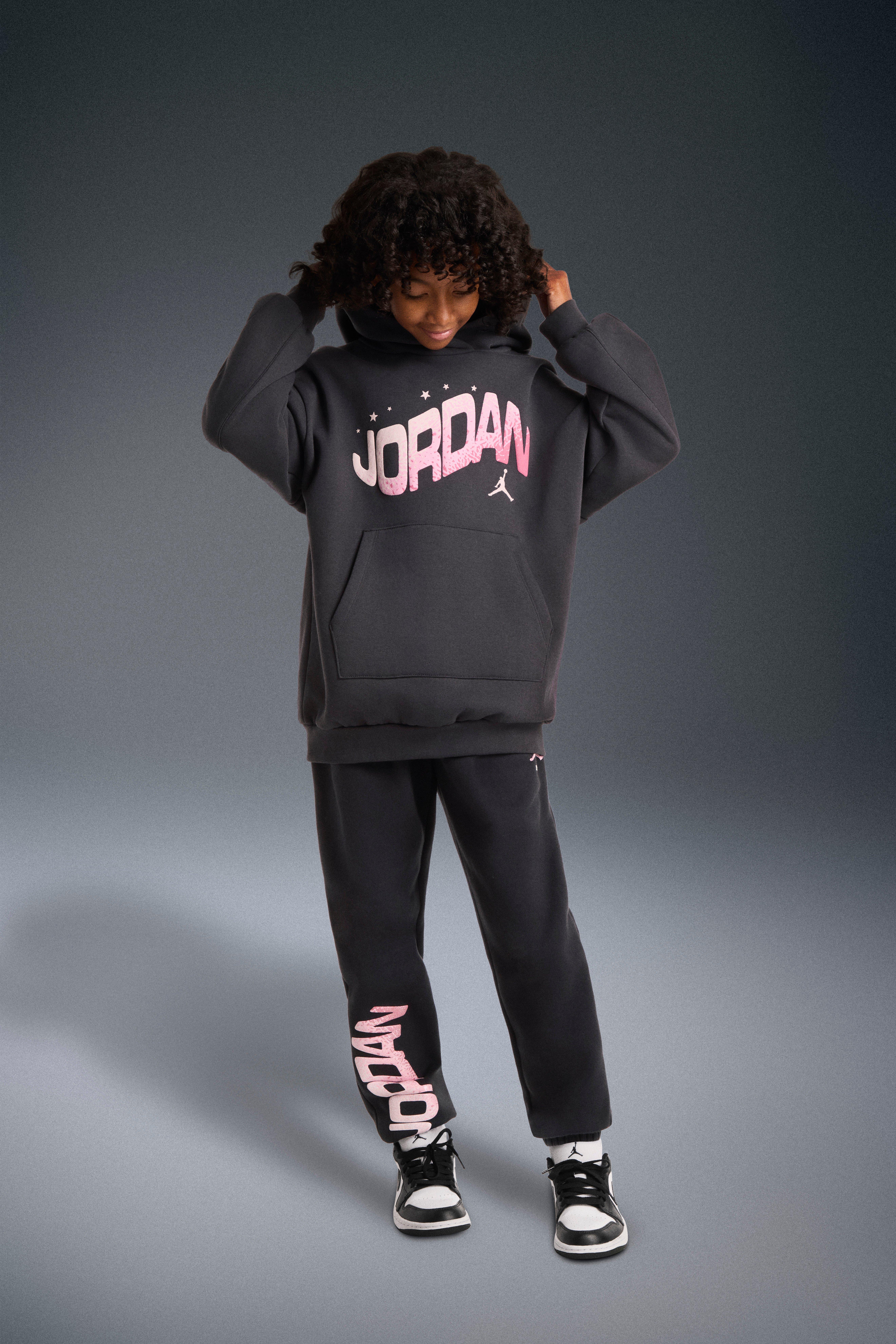 Jordan Fleece Big Girls' Grey/Pink Pants