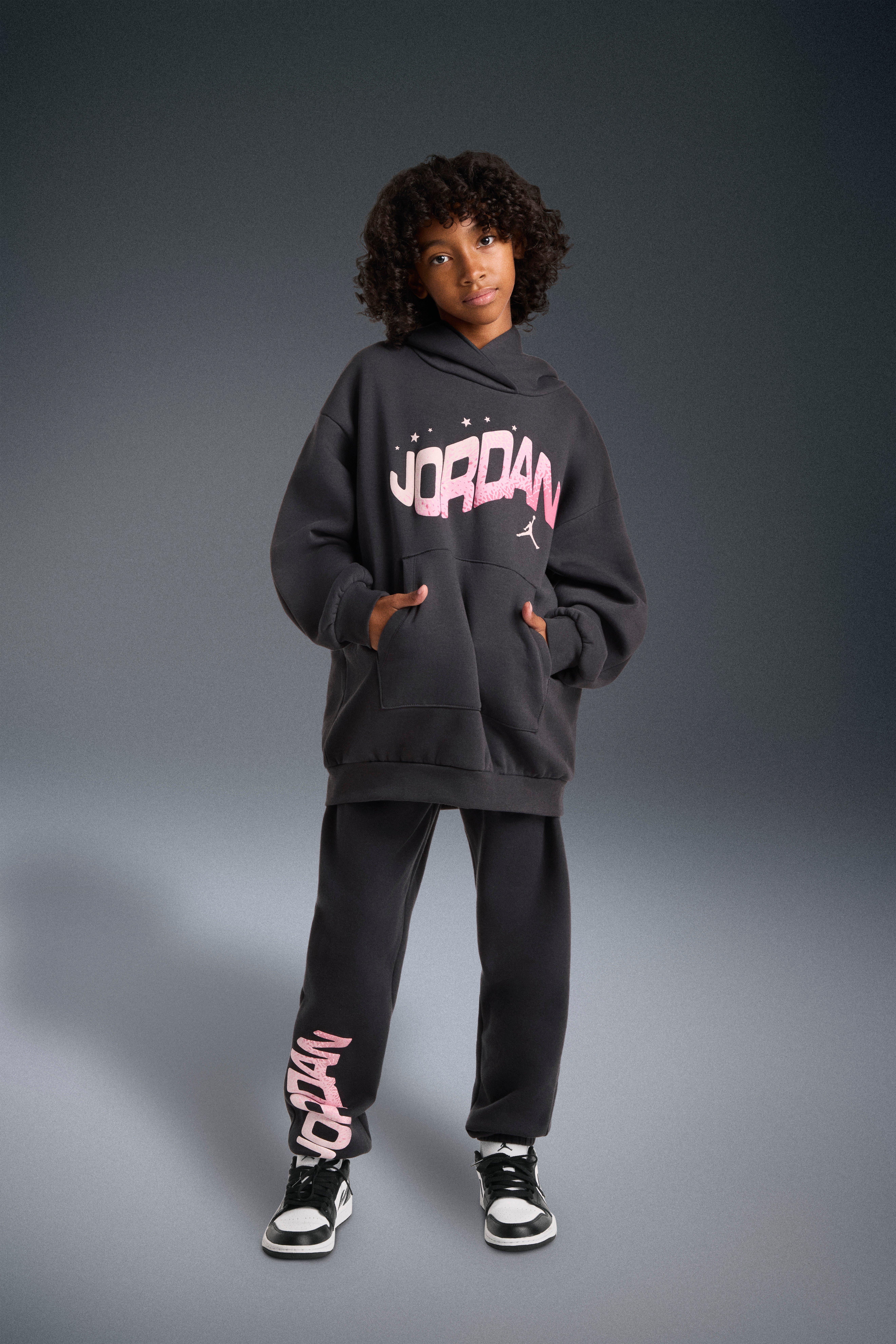 Jordan Fleece Big Girls' Grey/Pink Pants
