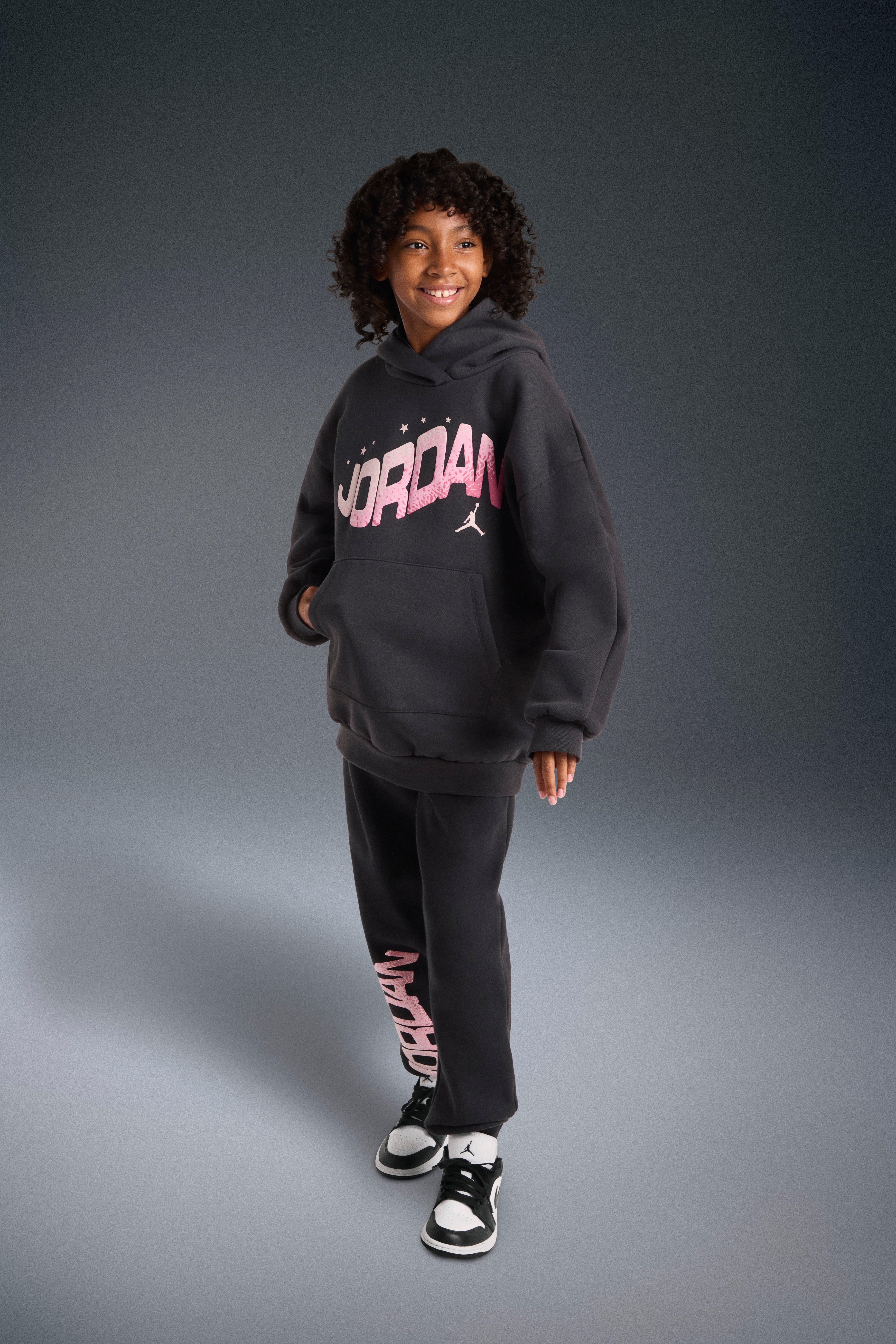 Jordan Fleece Big Girls' Grey/Pink Pants