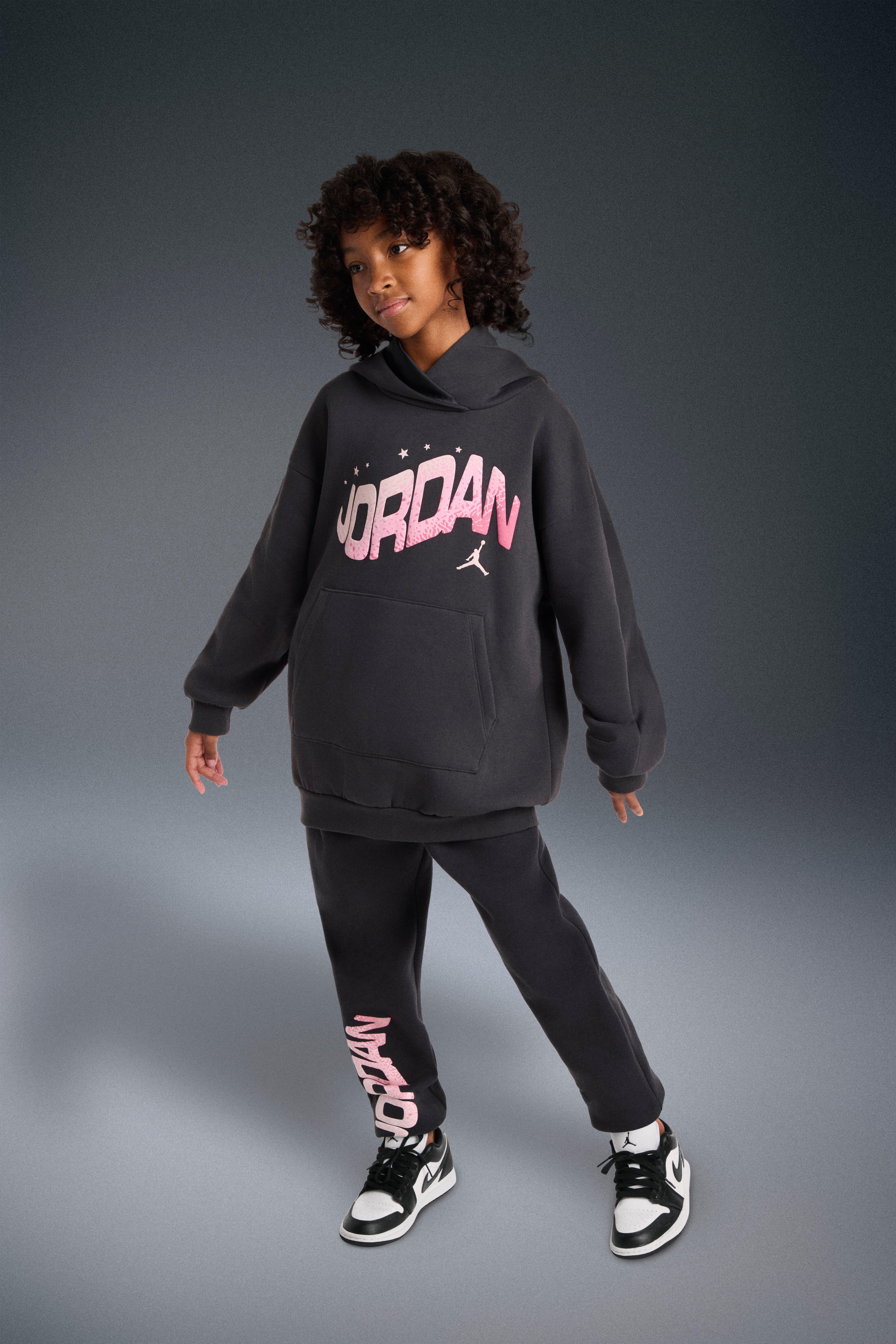 Jordan Fleece Big Girls' Grey/Pink Pants
