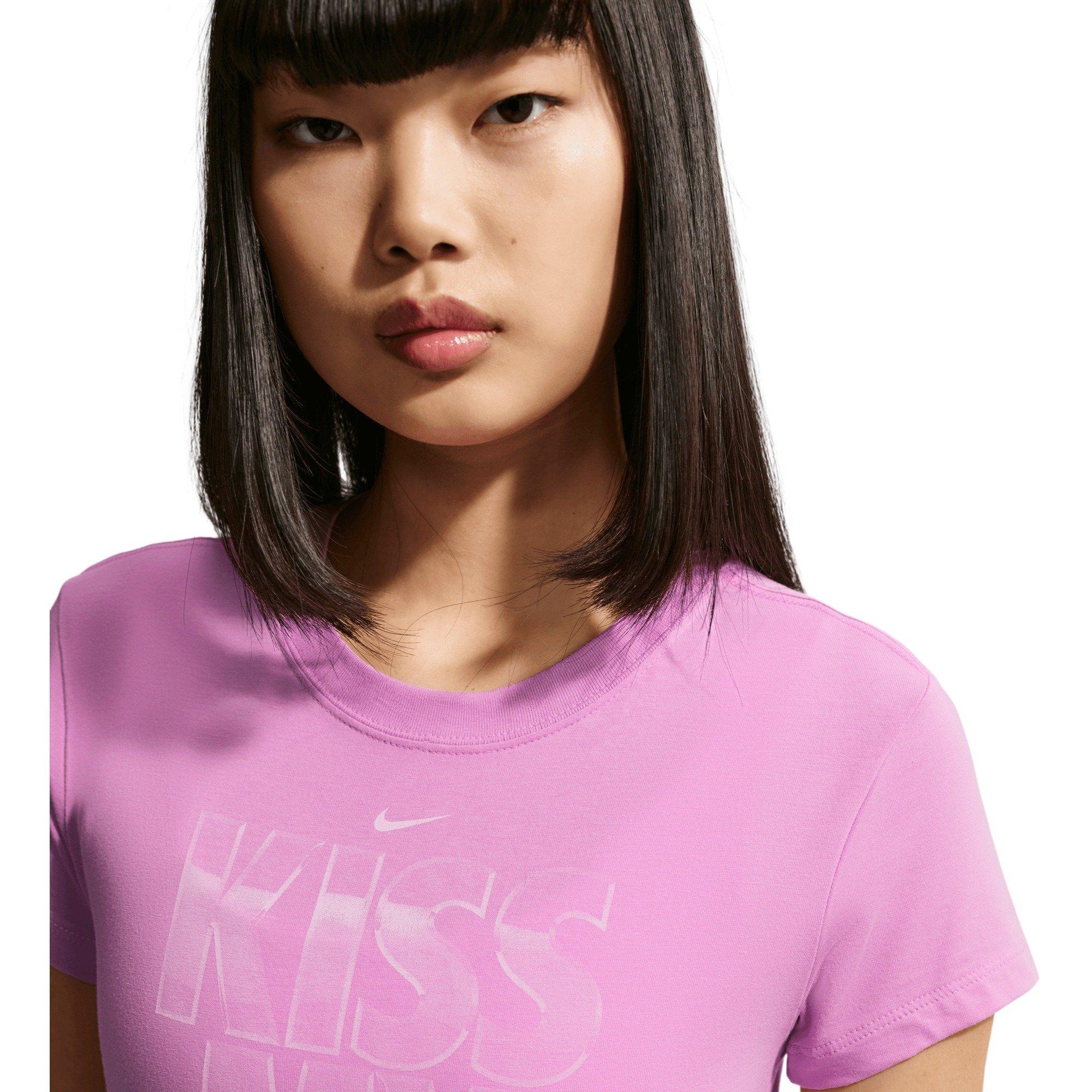 Nike Women's Sportswear Chill Knit Crop Tee - Magents - MAGENTA Thumbnail View 5