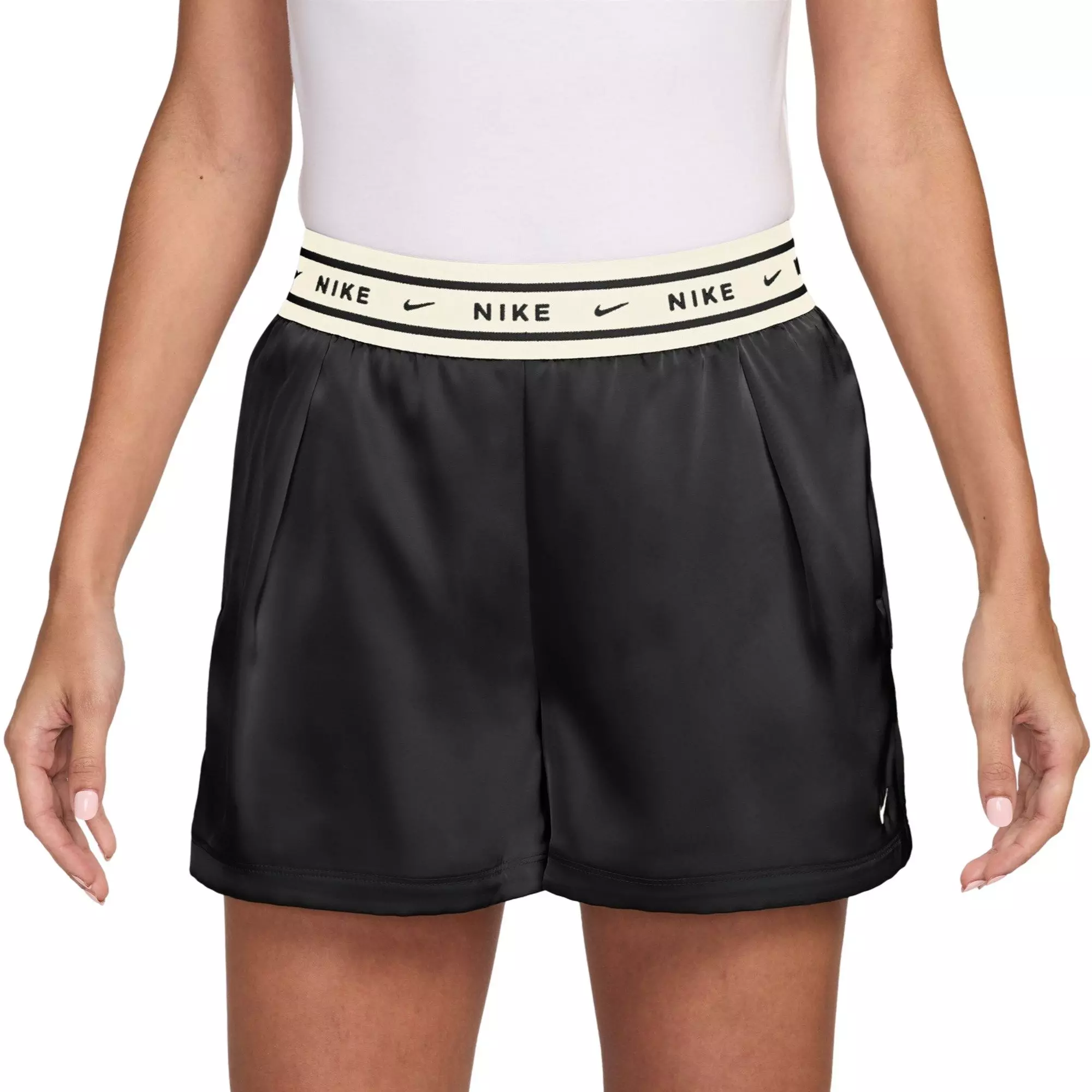 Nike Women's Sportswear Loose Mid-Rise Satin Shorts - BLACK