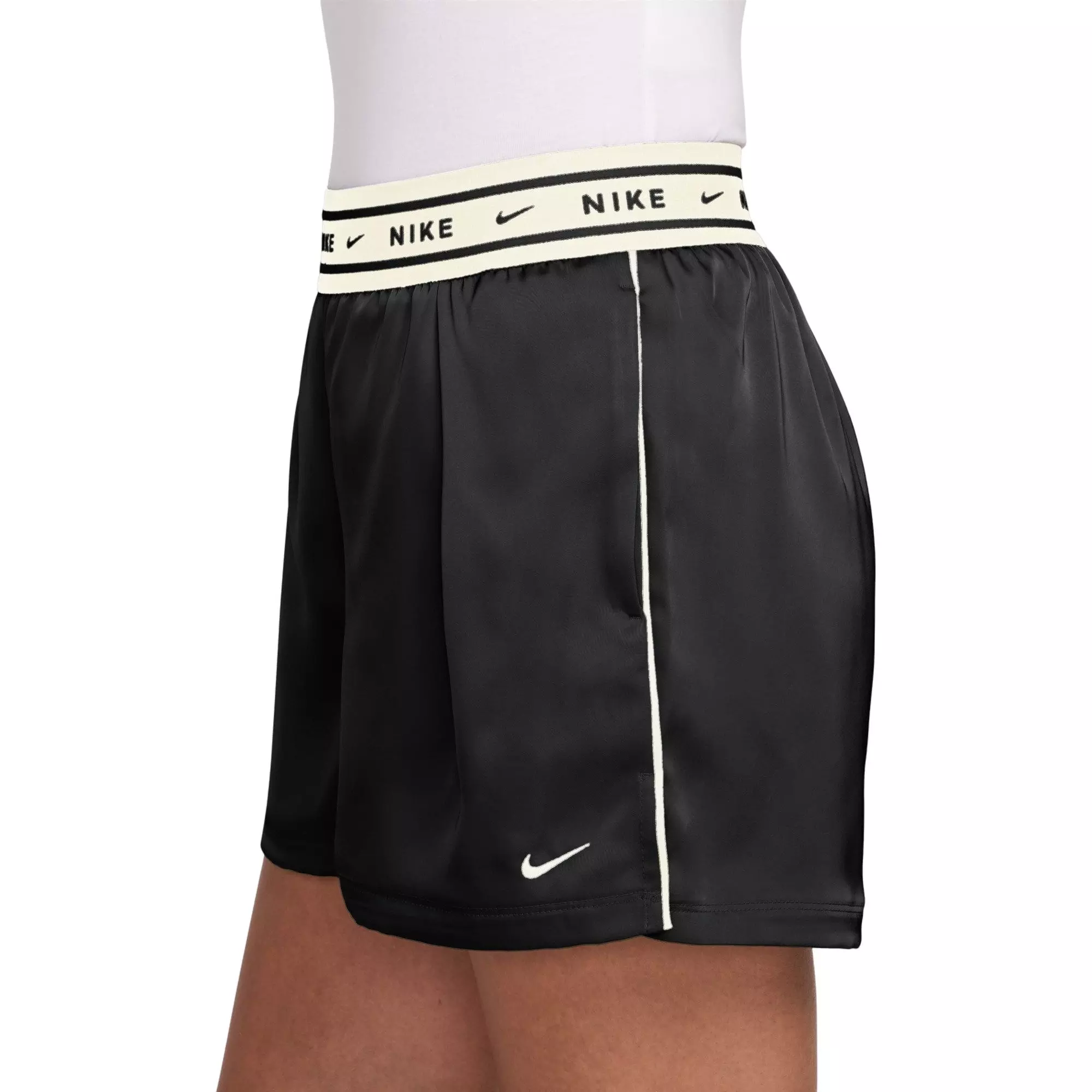 Nike Women's Sportswear Loose Mid-Rise Satin Shorts - BLACK