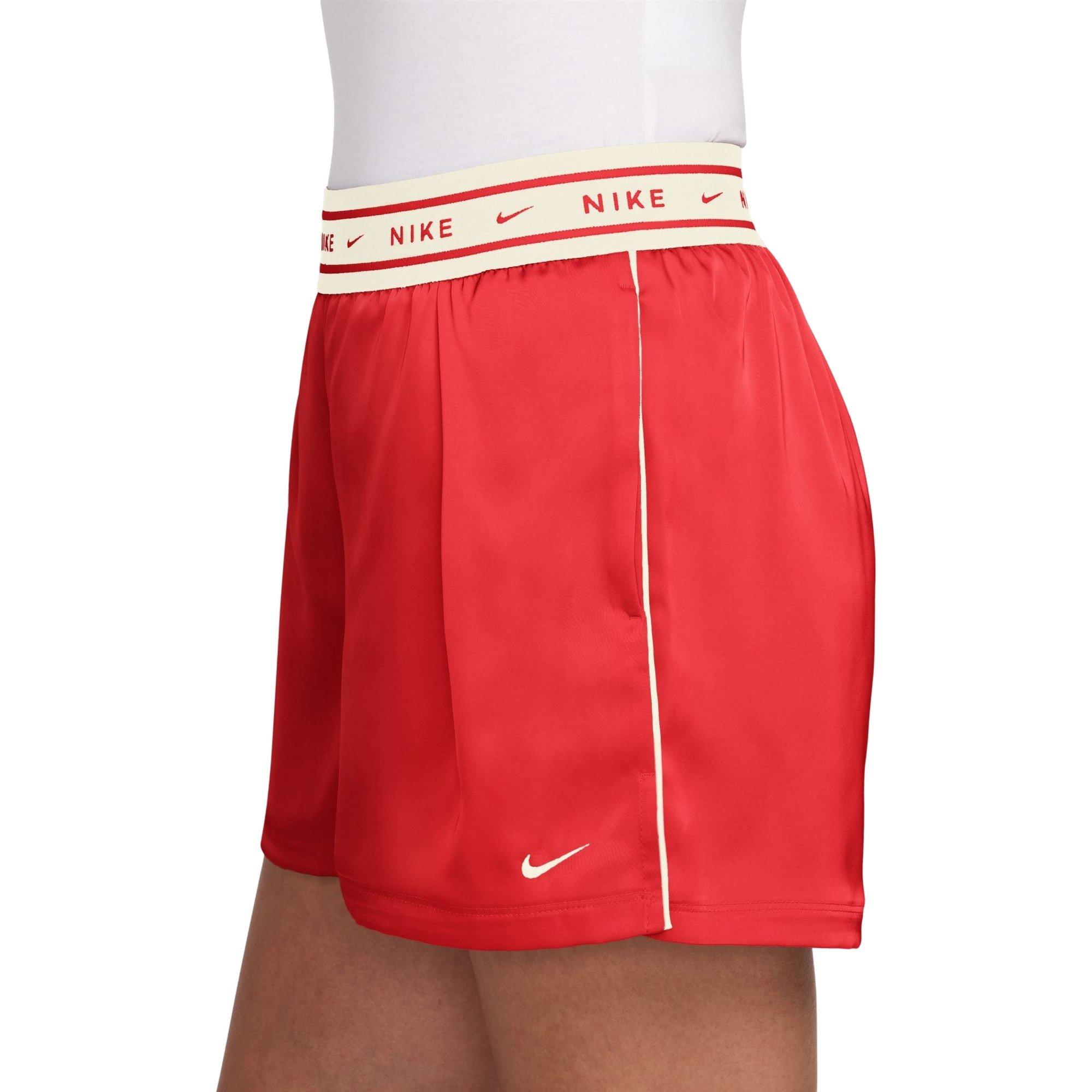 Nike Women's Sportswear Loose Mid-Rise Satin Shorts - Red - CRIMSON Thumbnail View 3