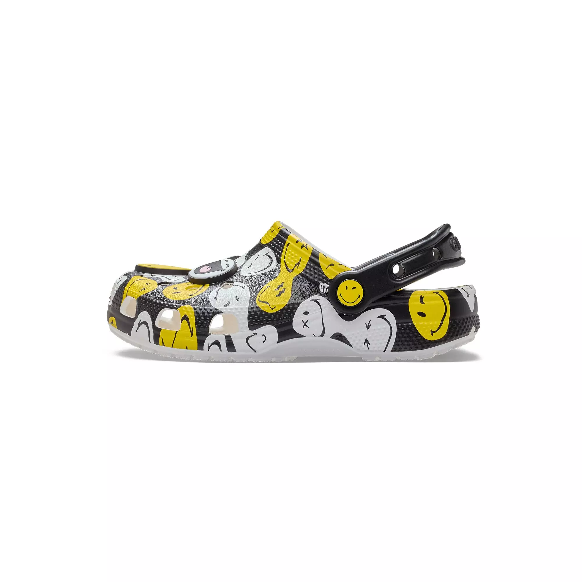 Crocs Classic "SmileyWorld" Grade School Kids' Clog - BLACK/WHITE/YELLOW