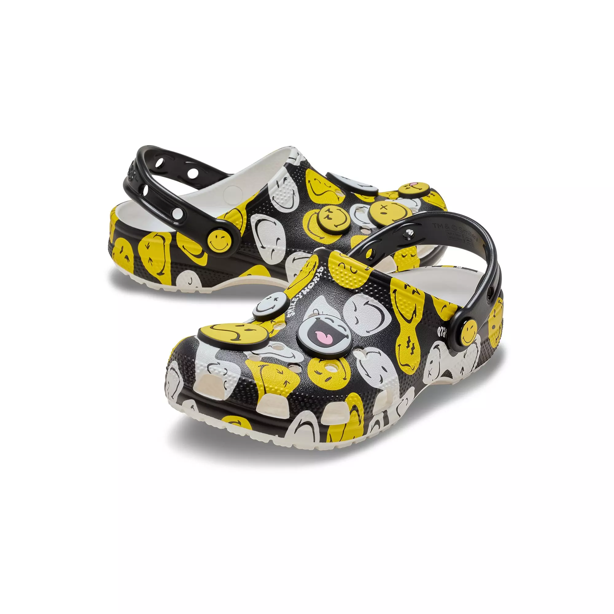 Crocs Classic "SmileyWorld" Grade School Kids' Clog - BLACK/WHITE/YELLOW