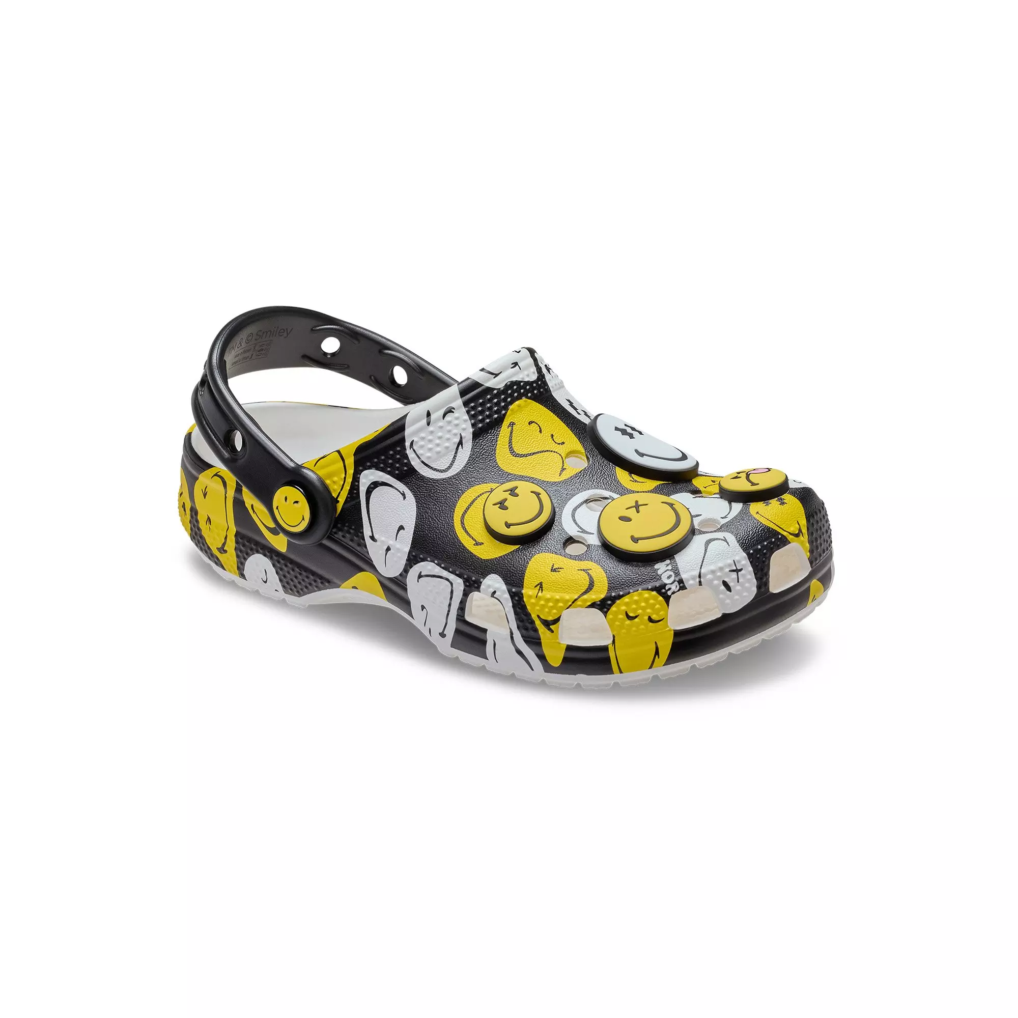 Crocs Classic "SmileyWorld" Grade School Kids' Clog - BLACK/WHITE/YELLOW