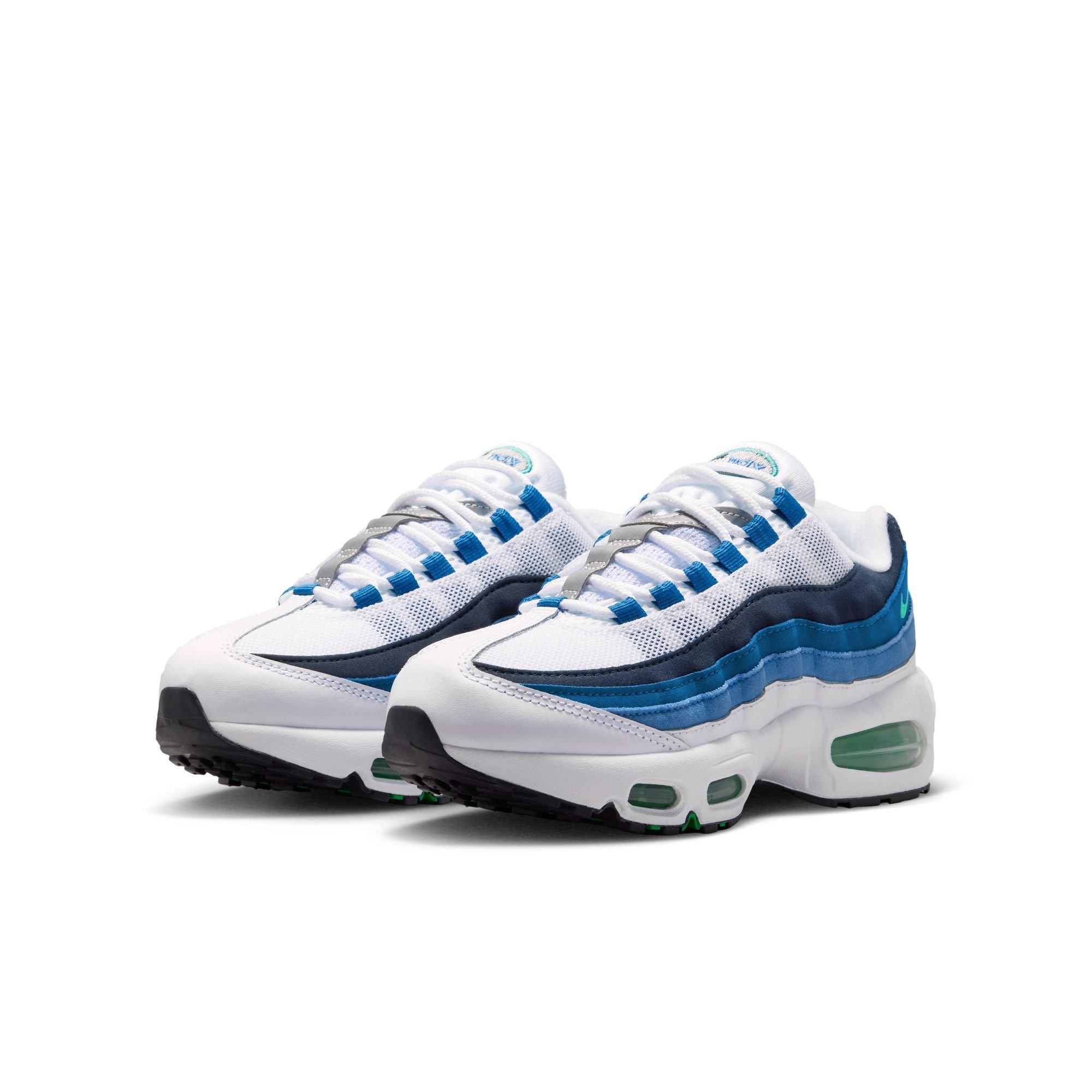 Nike Air Max 95 Big Bubble Premium Grade School Boys' "White/Emerald Green/Lake Blue" Shoe