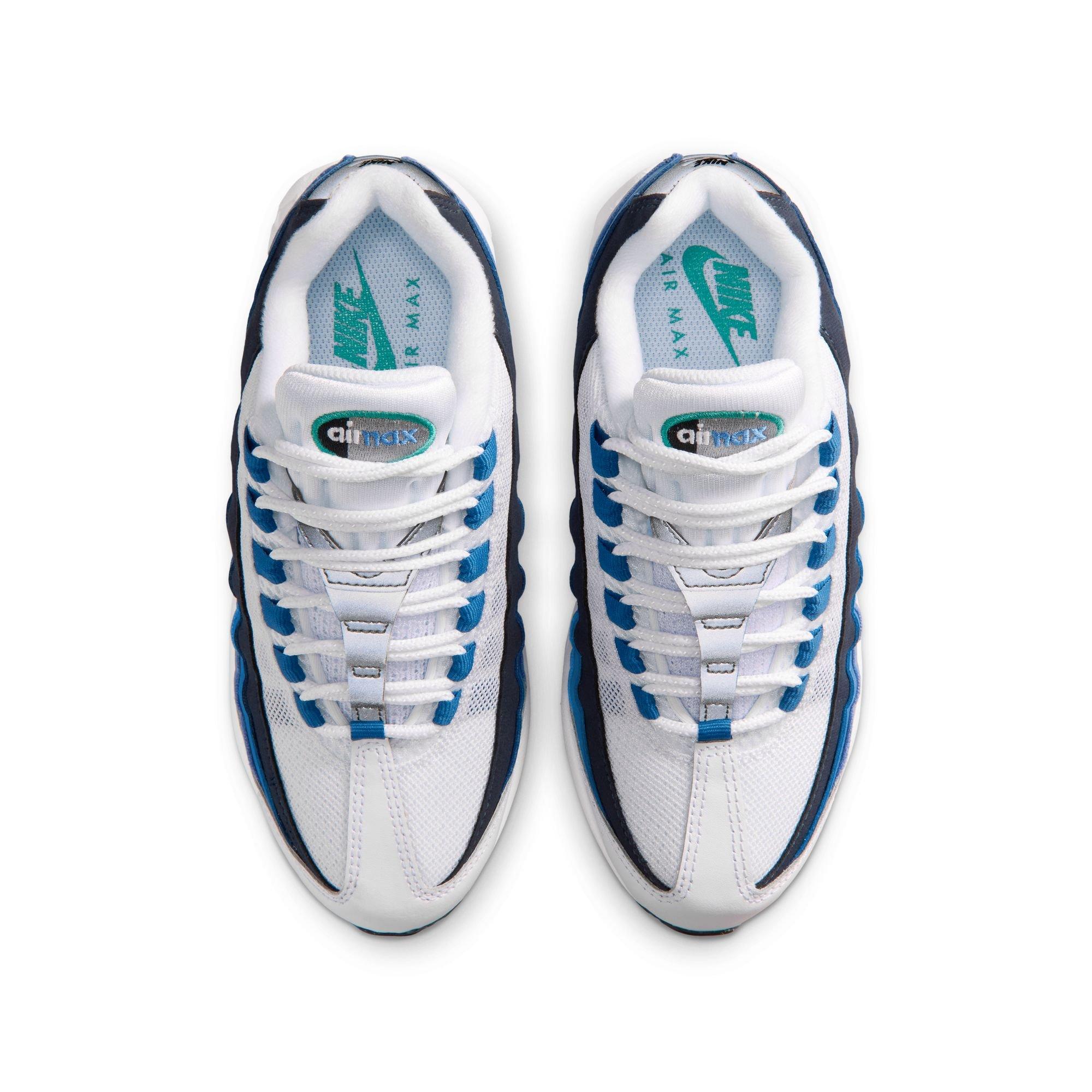 Nike Air Max 95 Big Bubble Premium Grade School Boys' "White/Emerald Green/Lake Blue" Shoe