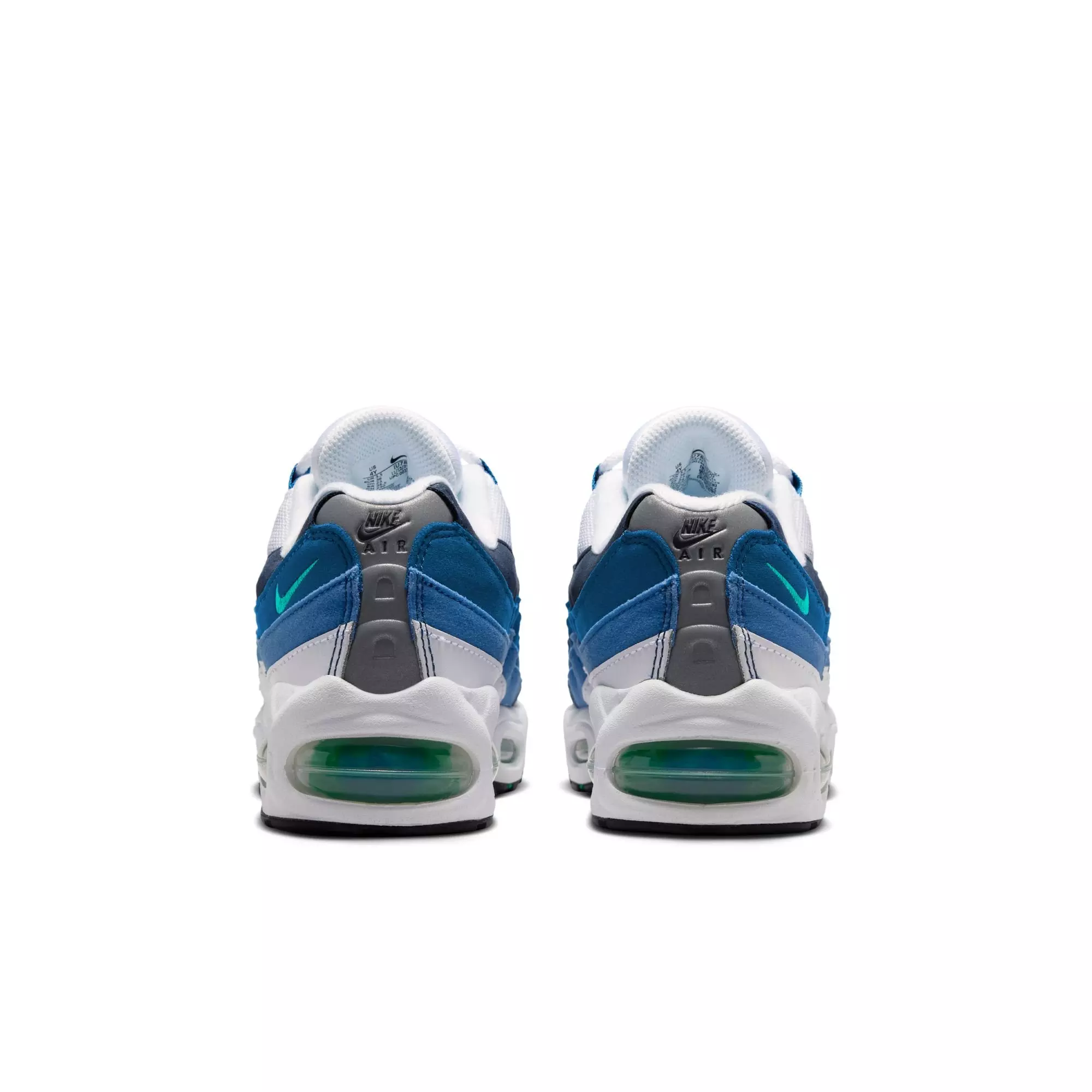 Nike Air Max 95 Big Bubble Premium "White/Emerald Green/Lake Blue" Grade School Boys' Shoe - WHITE/BLUE