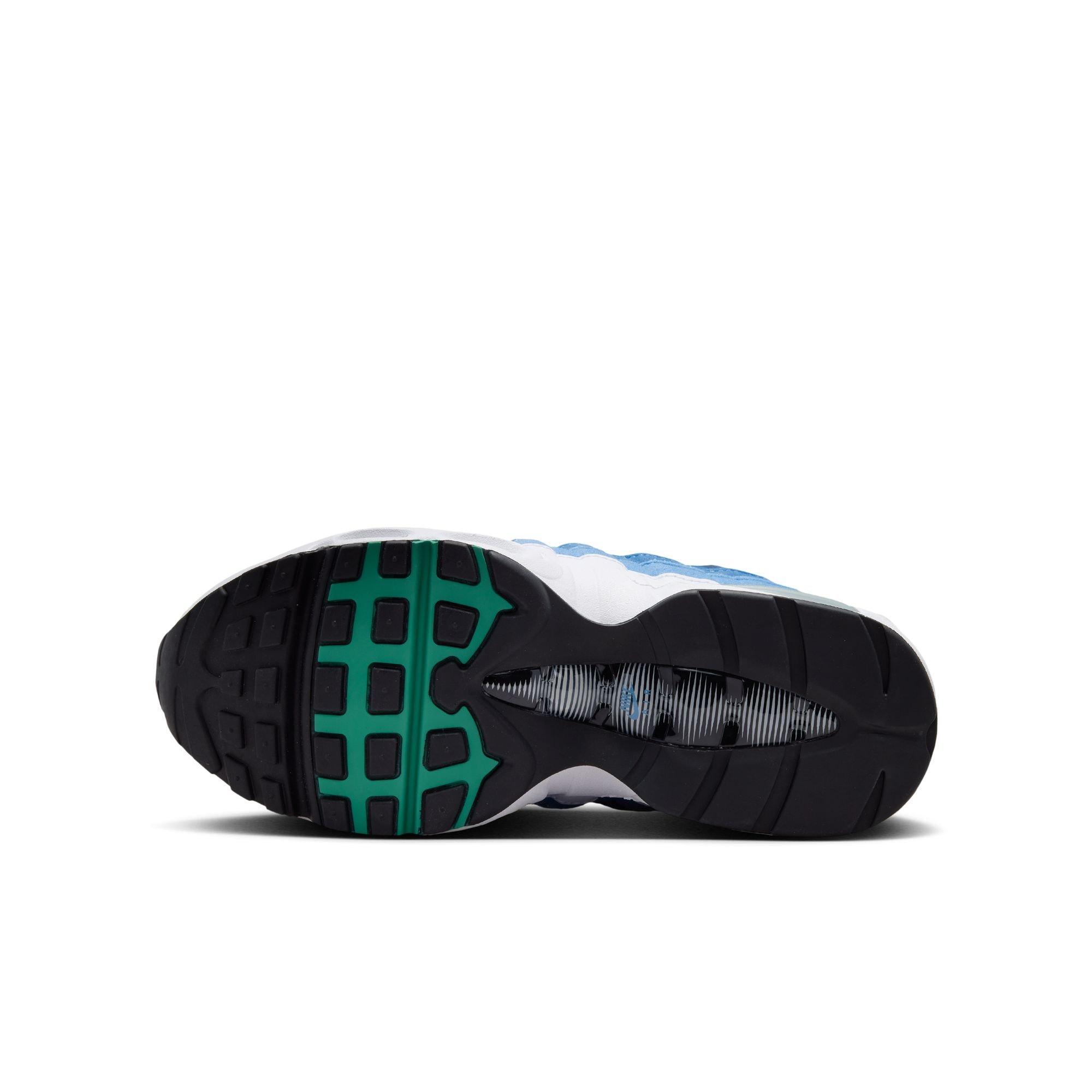 Nike Air Max 95 Big Bubble Premium Grade School Boys' "White/Emerald Green/Lake Blue" Shoe
