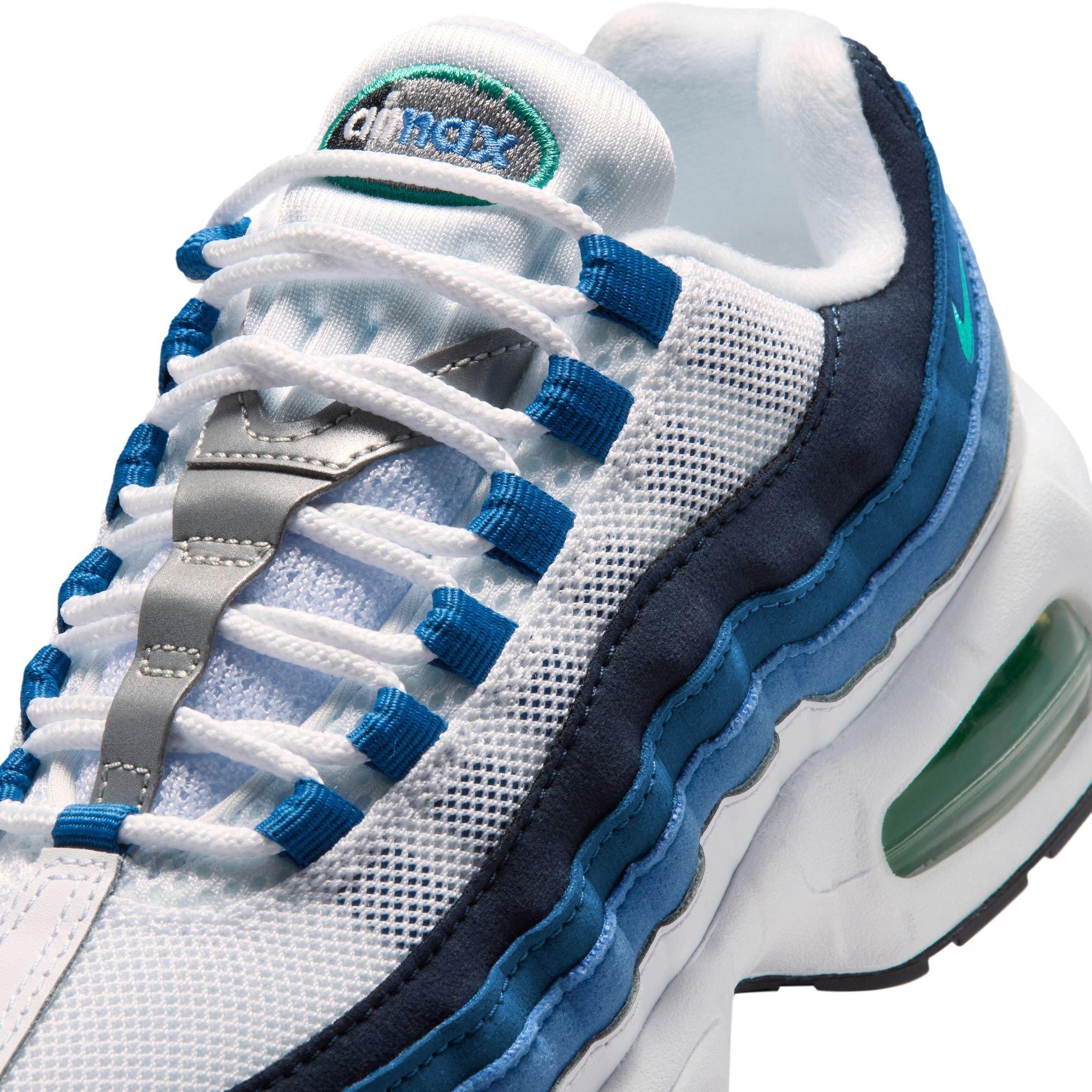 Nike Air Max 95 Big Bubble Premium Grade School Boys' "White/Emerald Green/Lake Blue" Shoe