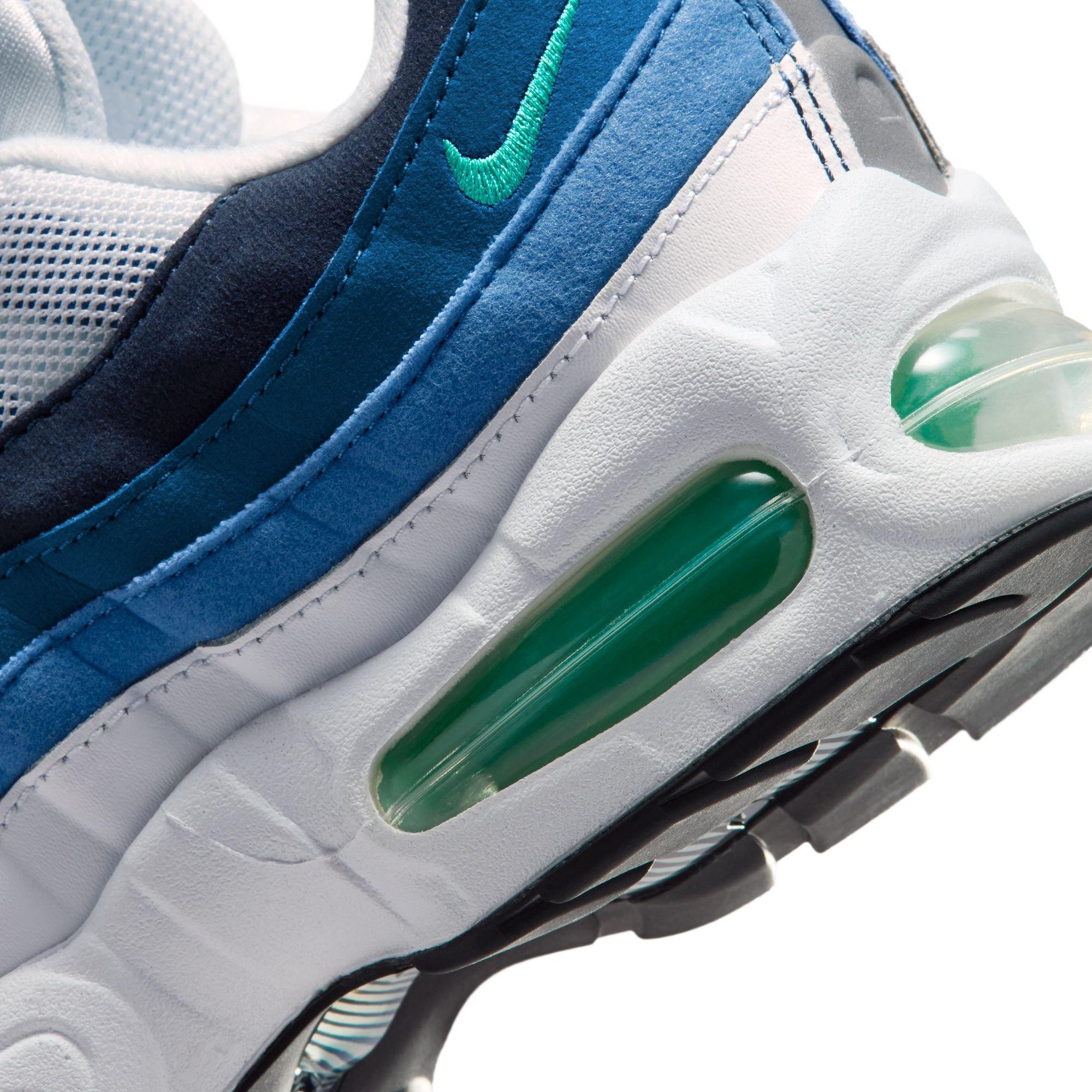 Nike Air Max 95 Big Bubble Premium Grade School Boys' "White/Emerald Green/Lake Blue" Shoe