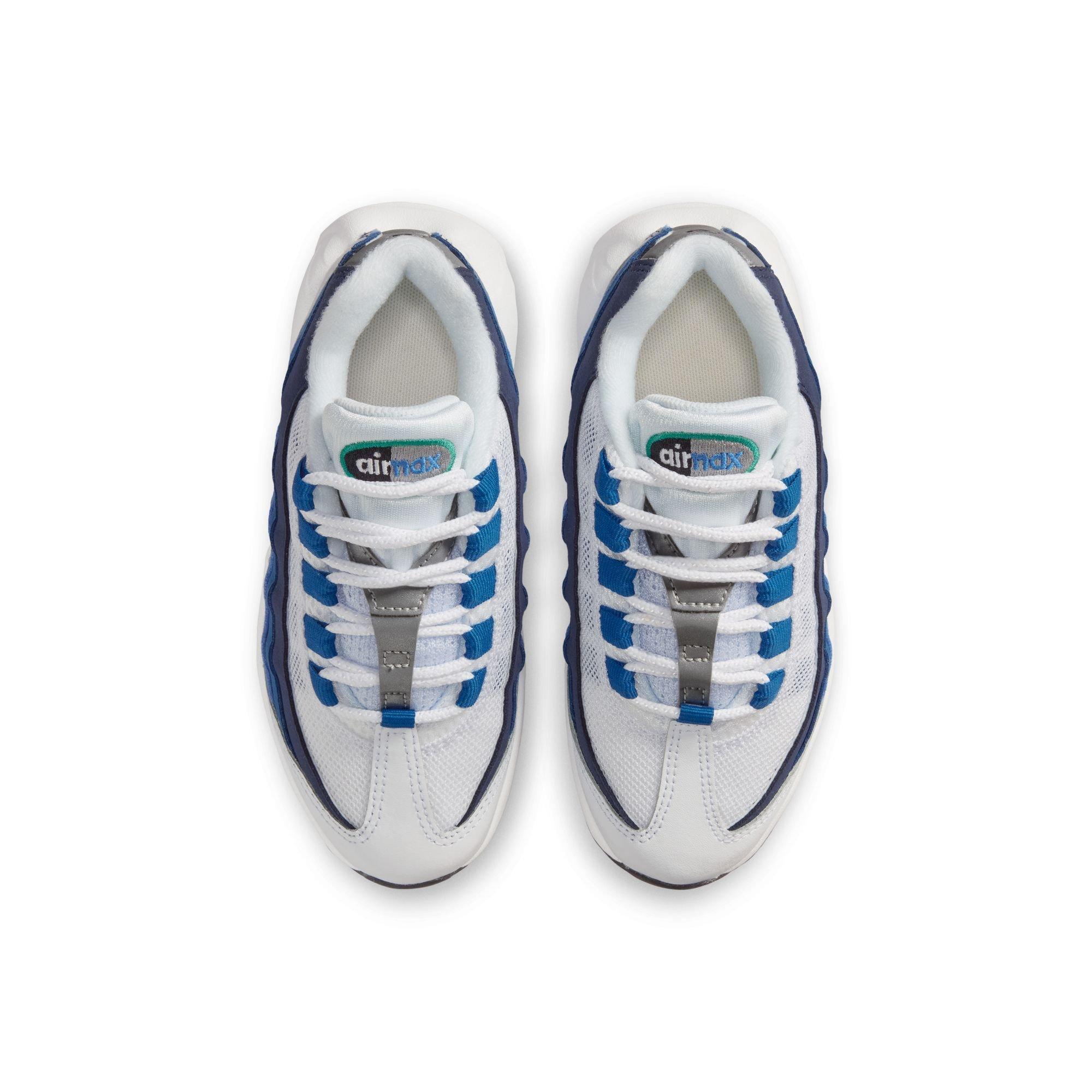 Nike Air Max 95 Premium Preschool Boys' "White/Emerald Green/Lake Blue" Shoe