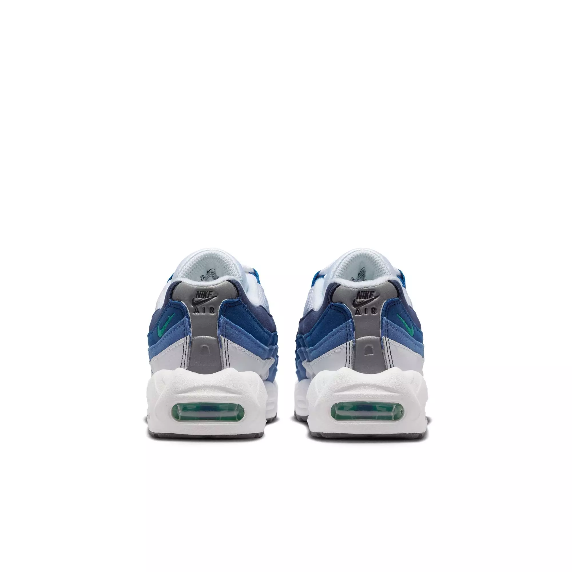 Nike Air Max 95 Premium "White/Emerald Green/Lake Blue" Preschool Boys' Shoe - WHITE/BLUE