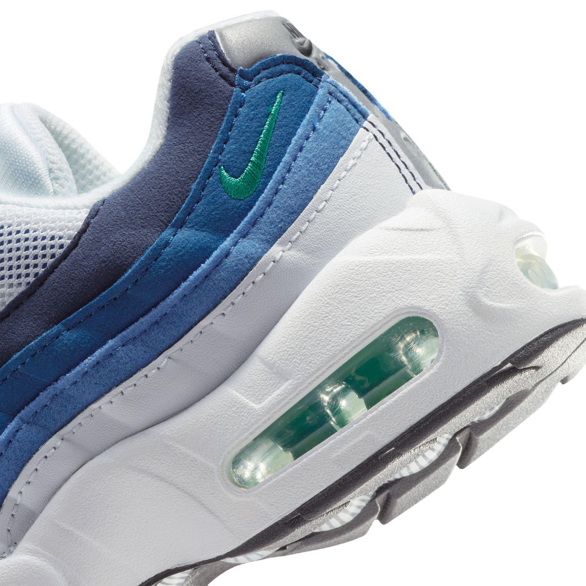 Nike Air Max 95 Premium Preschool Boys' "White/Emerald Green/Lake Blue" Shoe