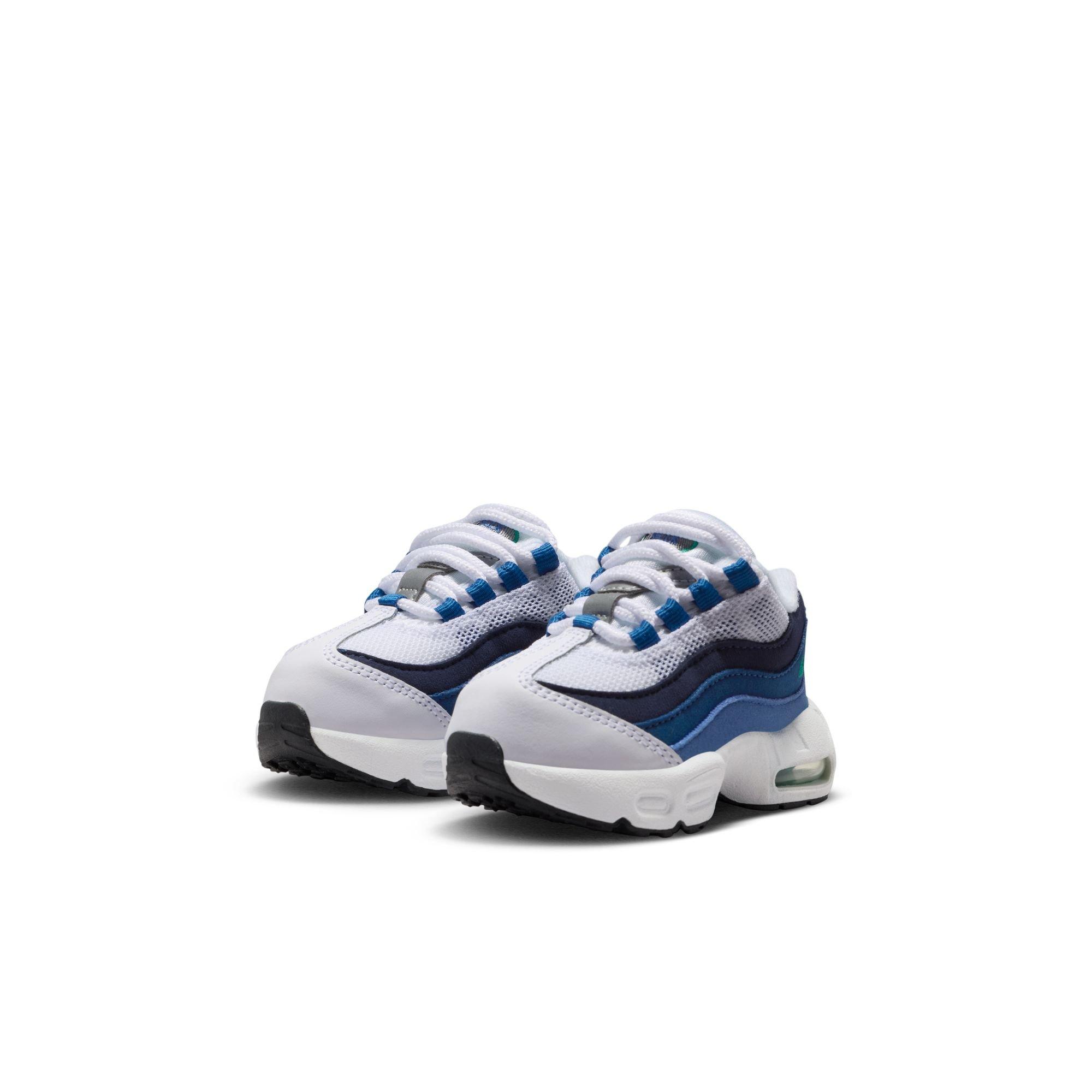 Nike Air Max 95 Premium "White/Emerald Green/Lake Blue" Toddler Kids' Shoe - WHITE/BLUE Thumbnail View 5