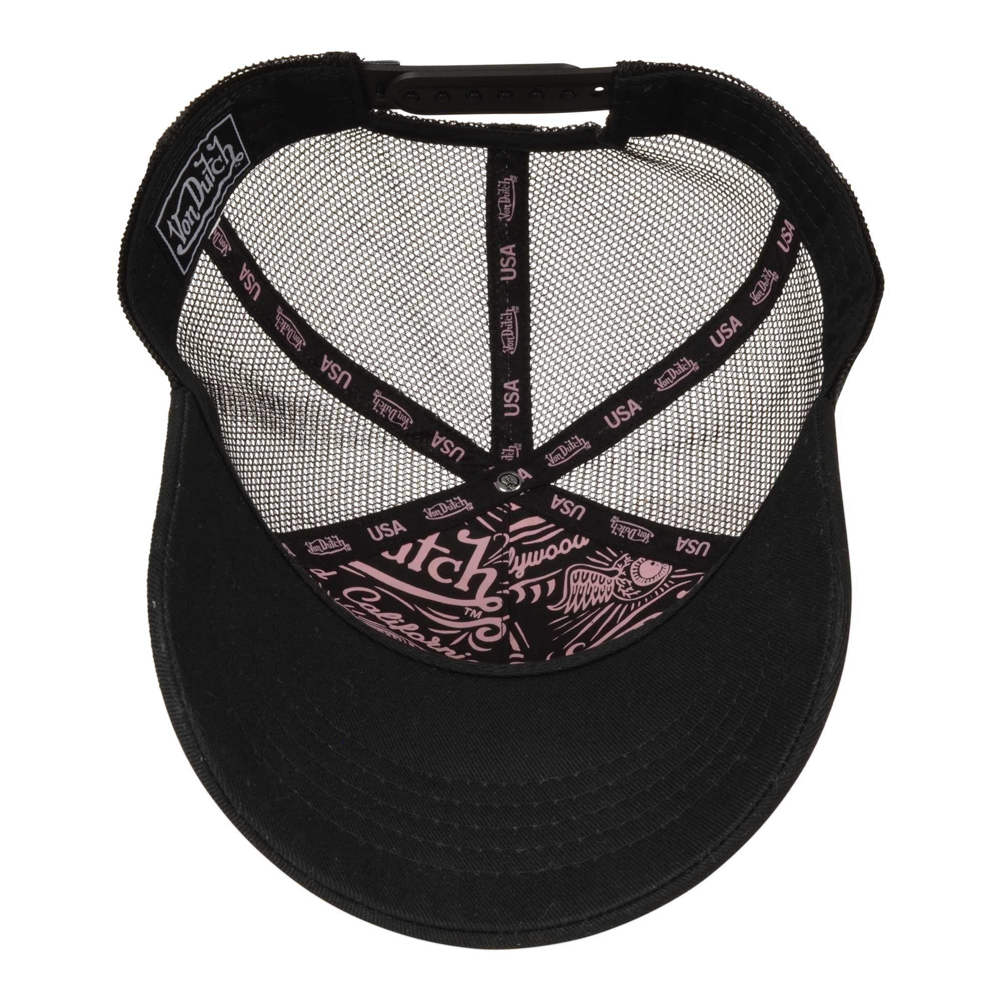 Von Dutch Checkered Multicolor Trucker Snapback Hat-Black/Pink