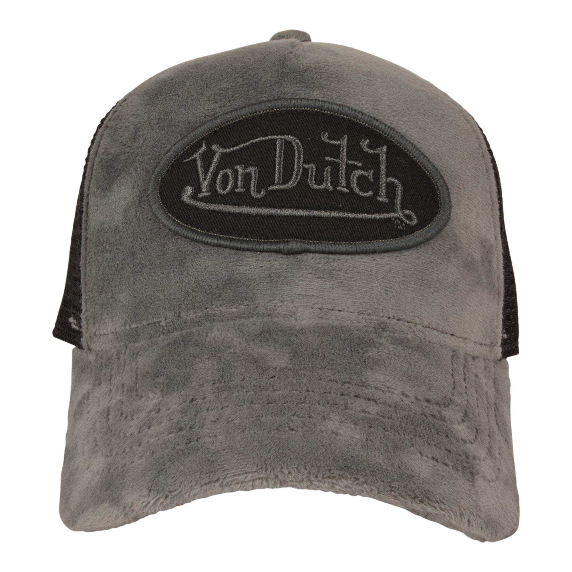 Von Dutch Velvet Trucker Snapback Hat-Grey - GREY Thumbnail View 3
