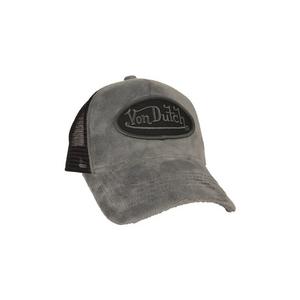 Von Dutch Velvet Trucker Snapback Hat-Grey